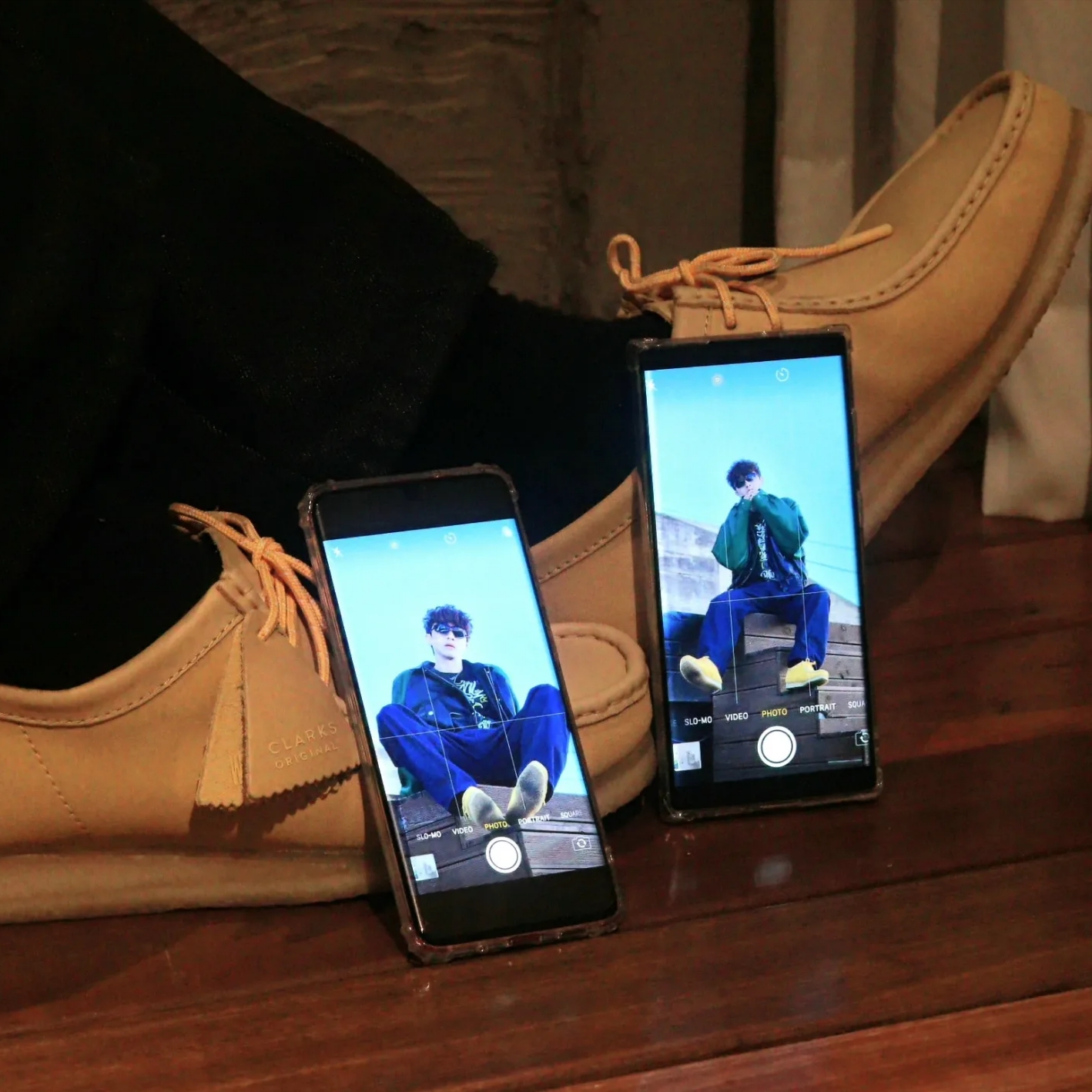 Stussy x Born X Raised Handstyles T-Shirt Black, Clarks Wallabee Suede Yellow 착용 스타일 - 1