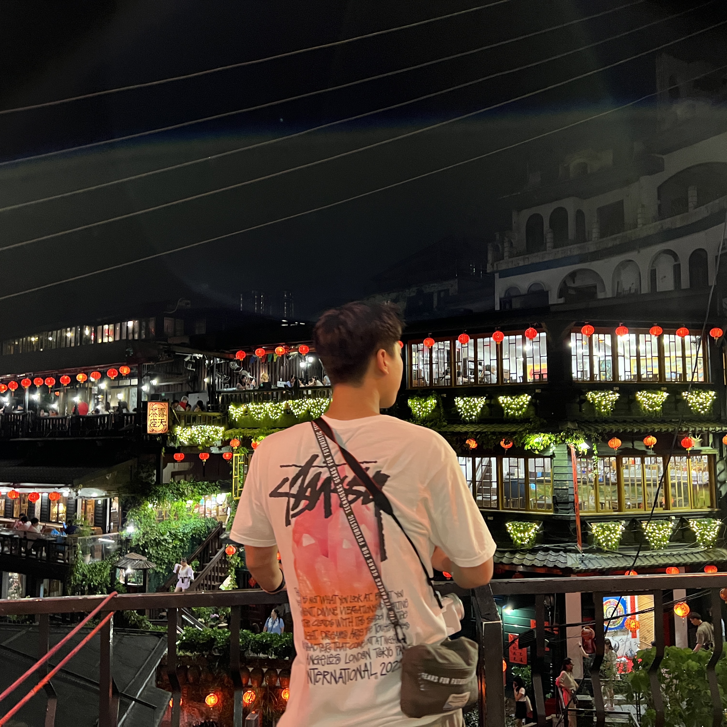 Stussy Ripstop Cargo Beach Shorts Camo, Stussy Reflection T-Shirt White 착용 스타일 - 1