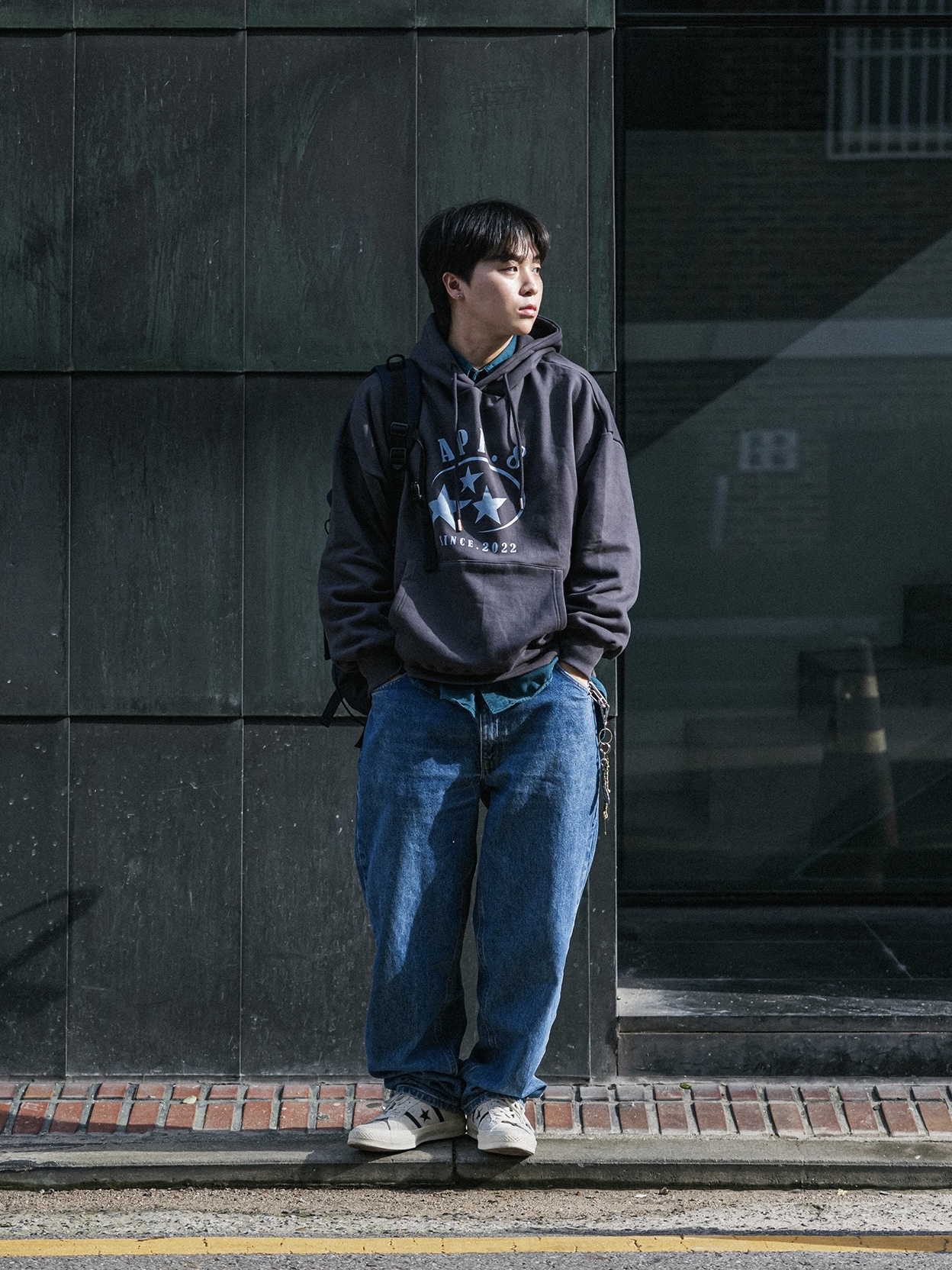 Converse Material Block One Star Academy Chambray Blue 착용 스타일 - 4