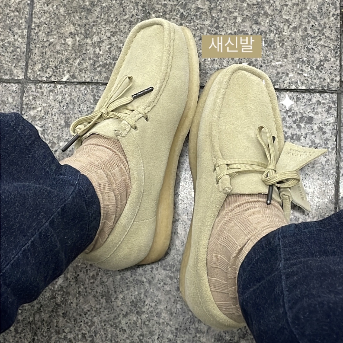 (W) Clarks Wallabee Maple Suede 착용 스타일