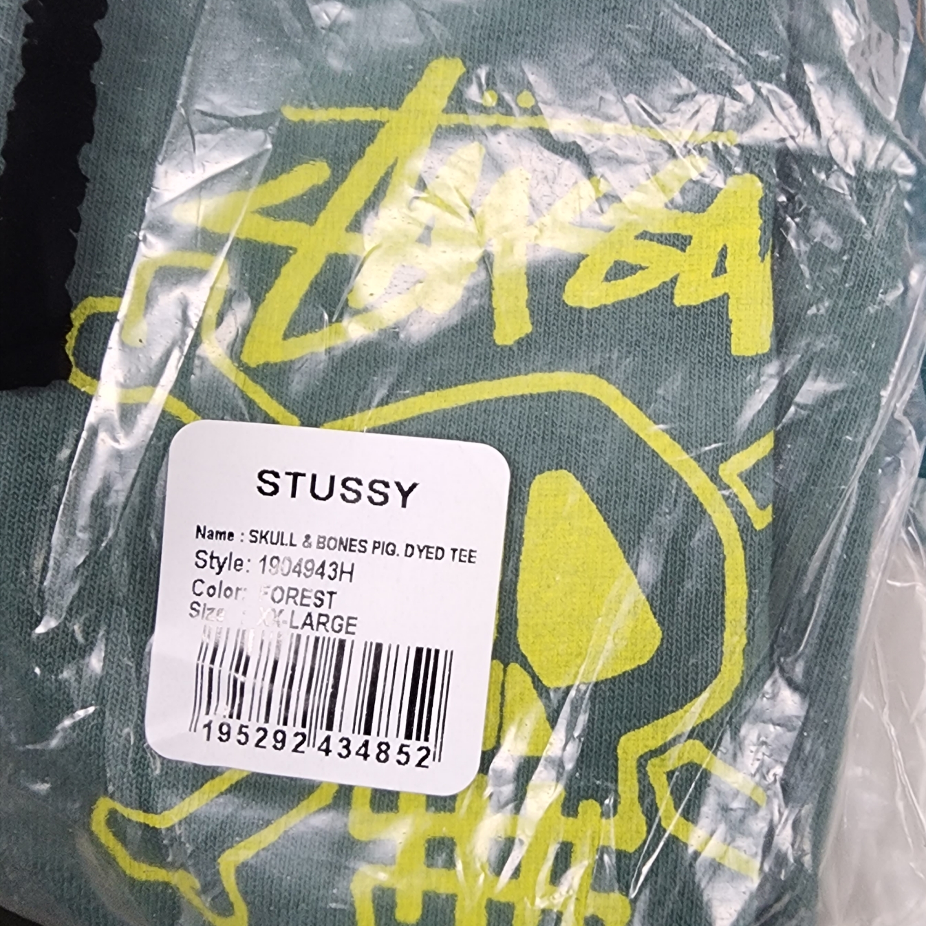 Stussy Skull & Bones Pigment Dyed T-Shirt Forest 착용 스타일