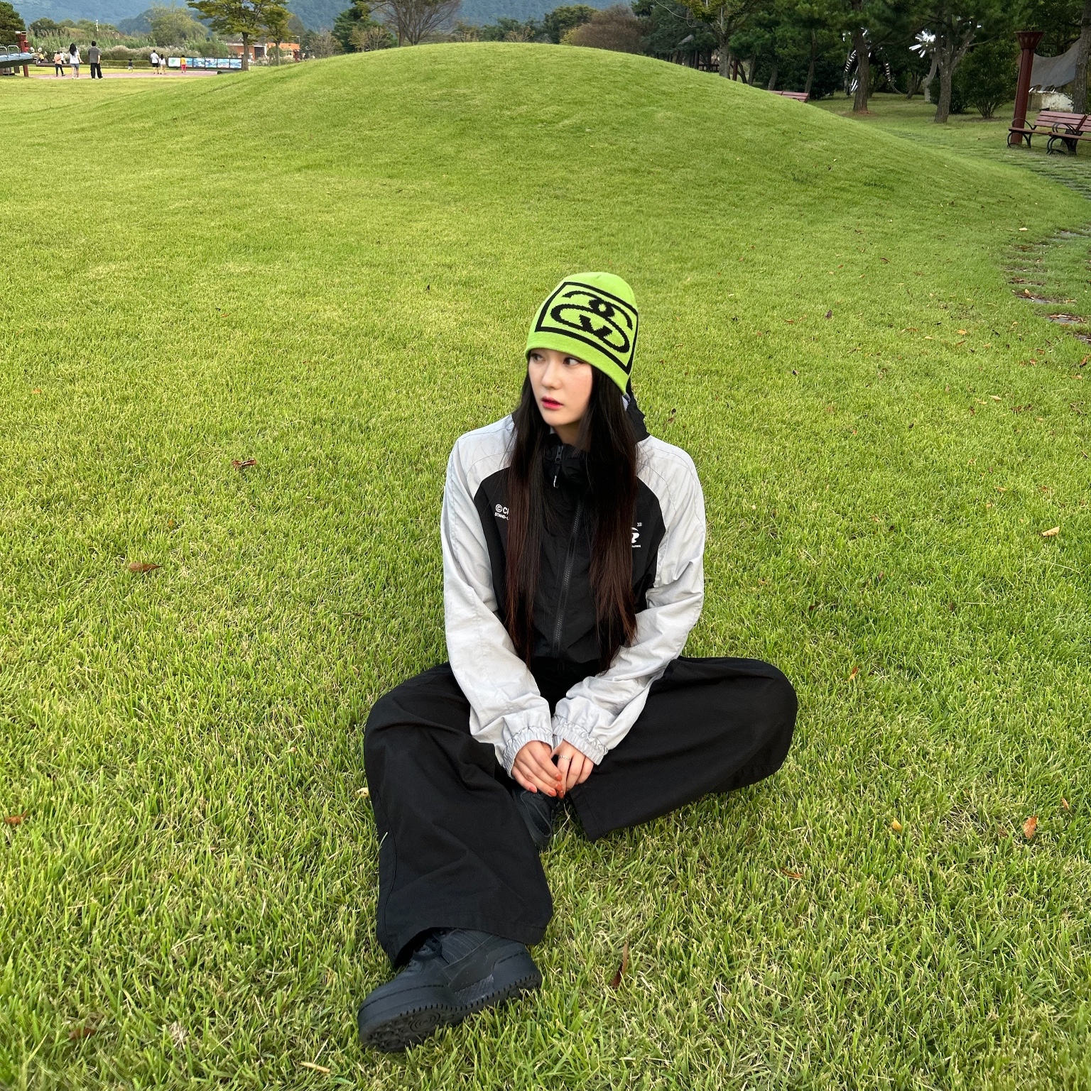 Stussy SS Link Skull Cap Lime, (W) Adidas Forum Bold Core Black 착용 스타일 - 3