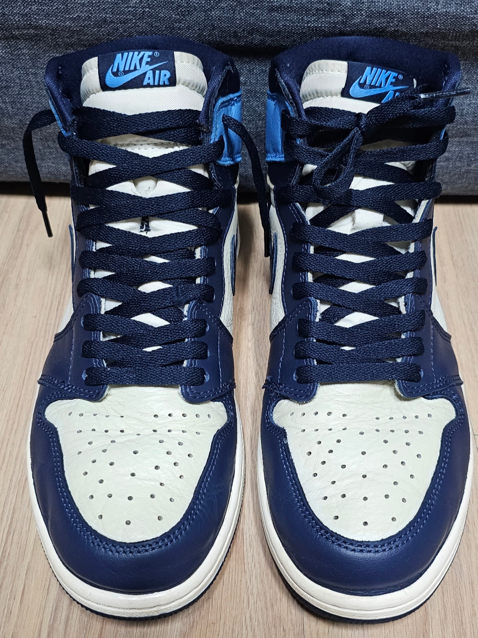 Jordan 1 Retro High Obsidian UNC 착용 스타일 - 1