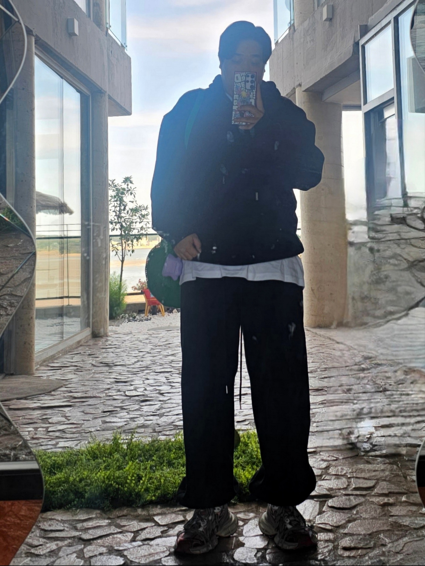 Undermycar Mu.03 Anti Fxxking Logo Play Oversized Sweat Jogger Black, Wooyoungmi Flower Back Logo Hoodie Black - 23FW 착용 스타일