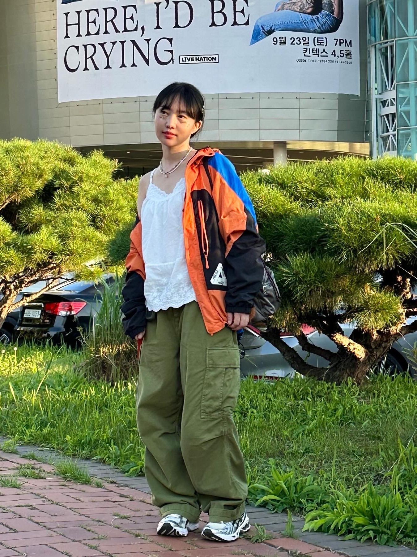 Palace Powder Jacket Orange Black Blue - 22SS, Asics Gel-Kayano 14 Cream Black 착용 스타일 - 1
