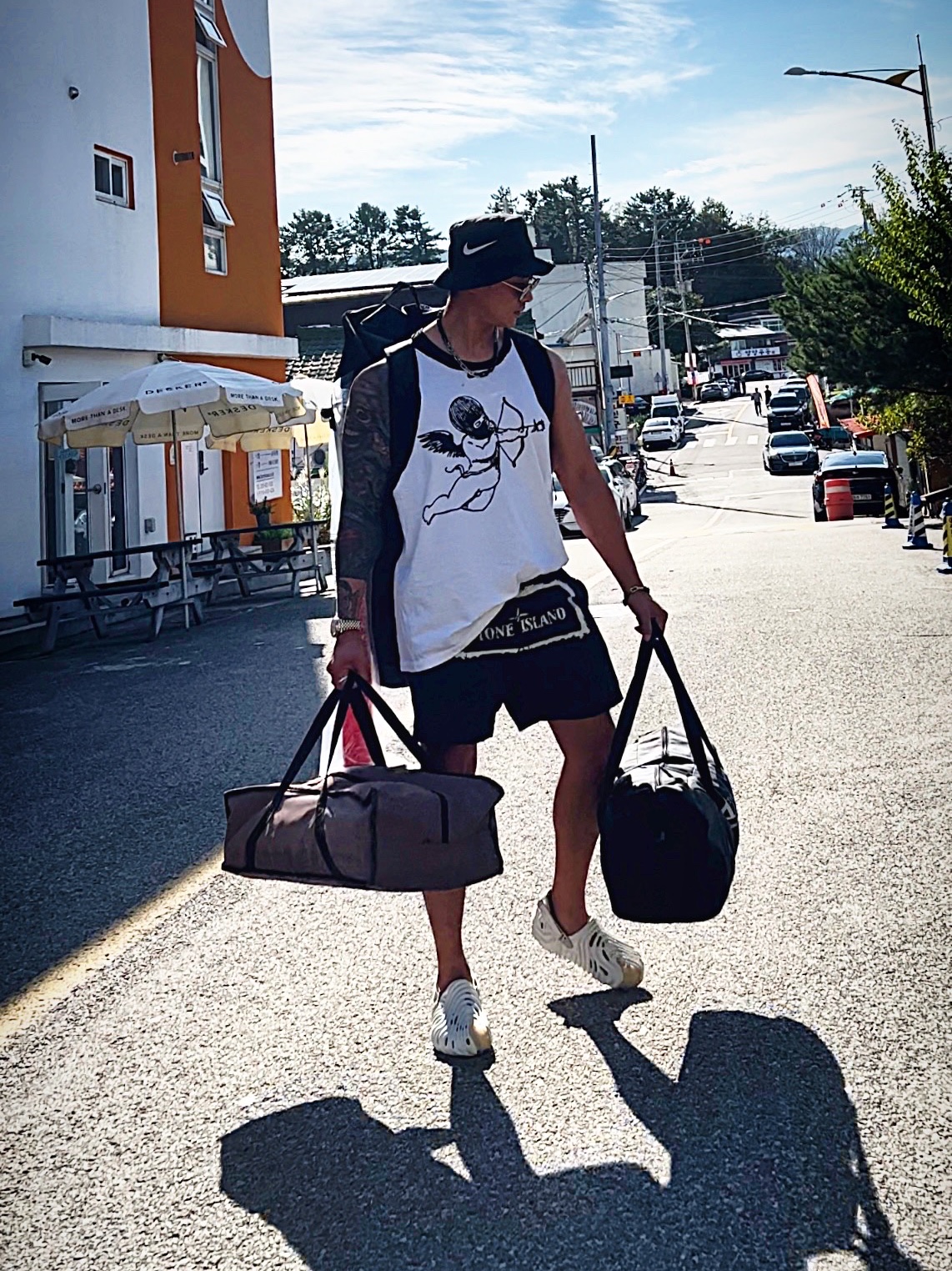 Nike x Stussy Bucket Hat Black, Stone Island B0992 Nylon Metal Stencil Print Swimming Trunk Black - 21SS ์ฐฉ์ฉ ์คํ์ผ - 1