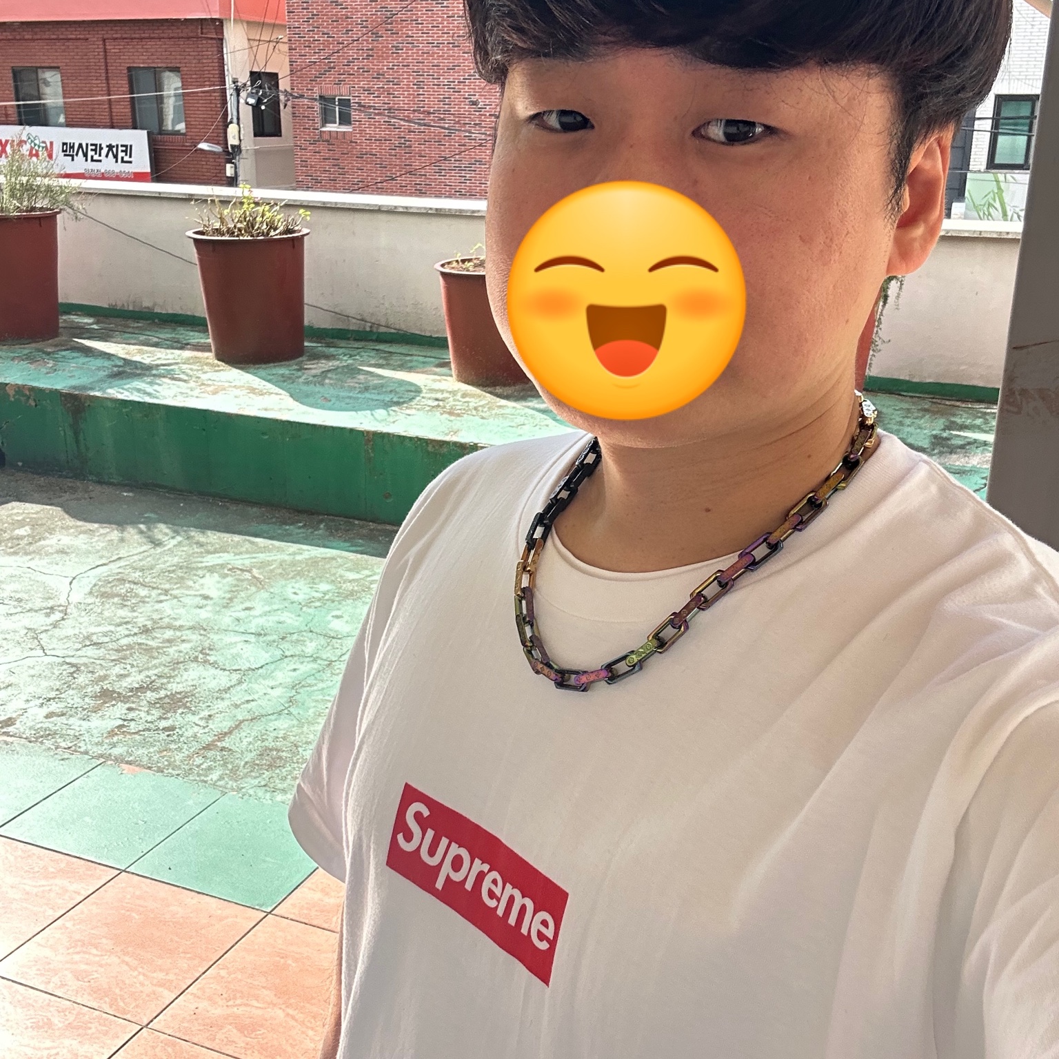 Supreme West Hollywood Box Logo T-Shirt White - 23SS, Louis Vuitton Monogram Chain Necklace Matte Black Pink Gold 착용 스타일