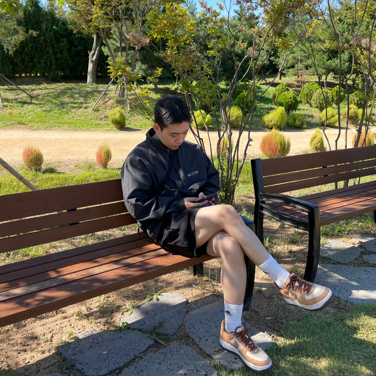 Essentials Track Jacket Black - 20FW, Nike Air Force 1 Low QS Acorn 2021 착용 스타일