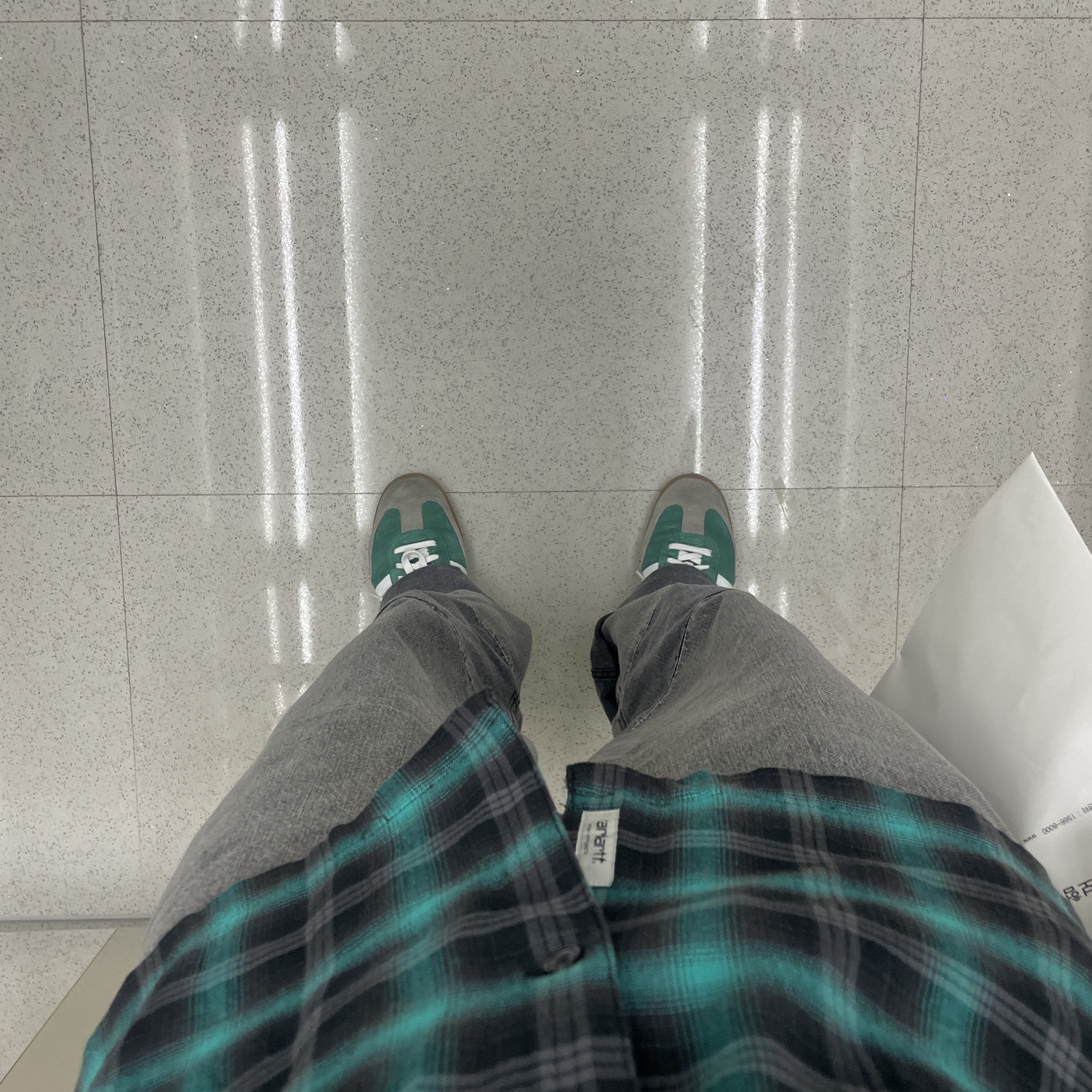 Our Legacy Extended Third Cut Black Grey, Adidas Samba OG Collegiate Green Gum 착용 스타일
