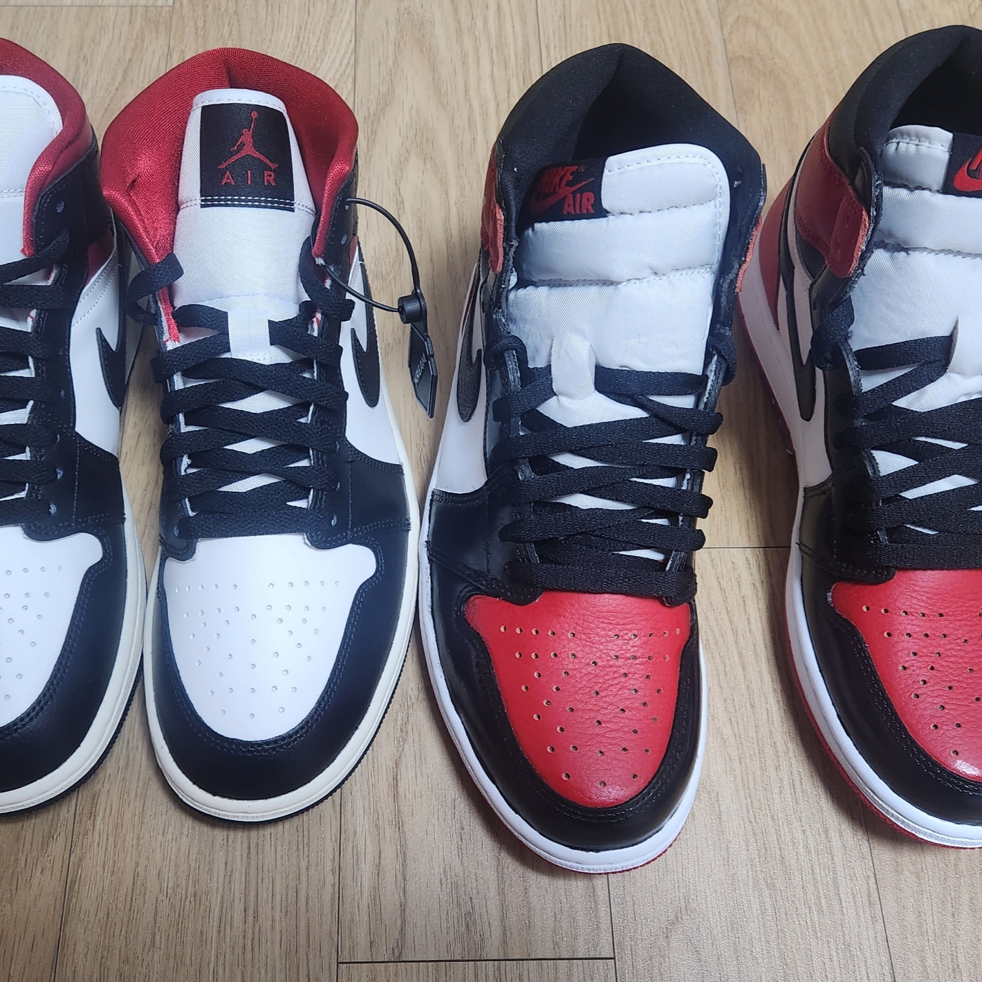 (W) Jordan 1 Mid Black Gym Red 착용 스타일 - 2