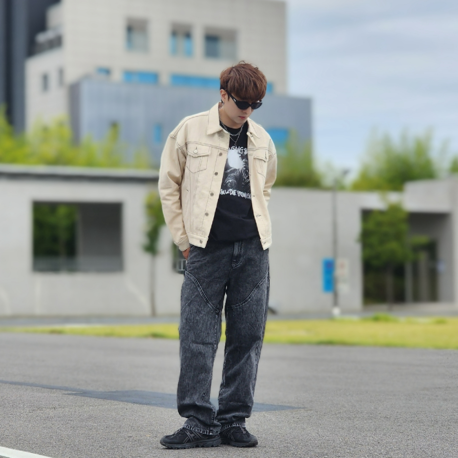 Stussy x Gang Starr Take It Personal T-Shirt Black, Asics Gel-Sonoma 15-50 Black Obsidian Grey 착용 스타일 - 4