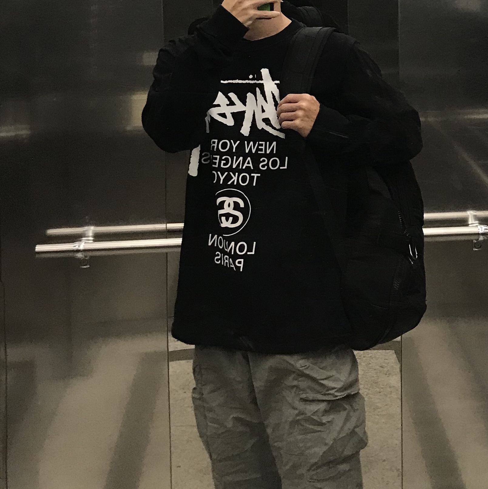 Stussy World Tour LS T-Shirt Black 착용 스타일