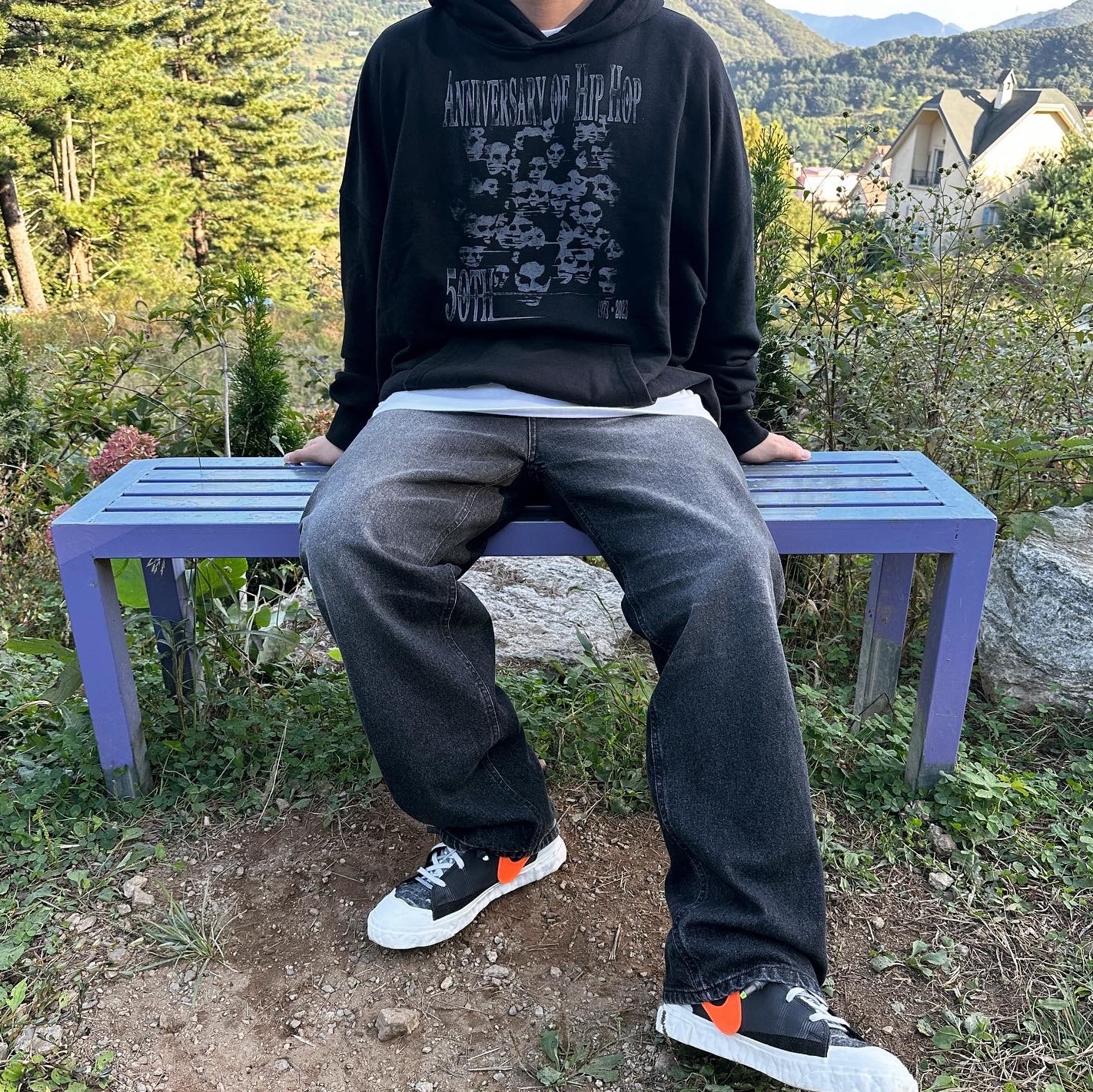 Undermycar 50th of Hiphop Anniversary Oversized Hoodie Real Black, Nike x Readymade Blazer Mid Black 착용 스타일 - 1