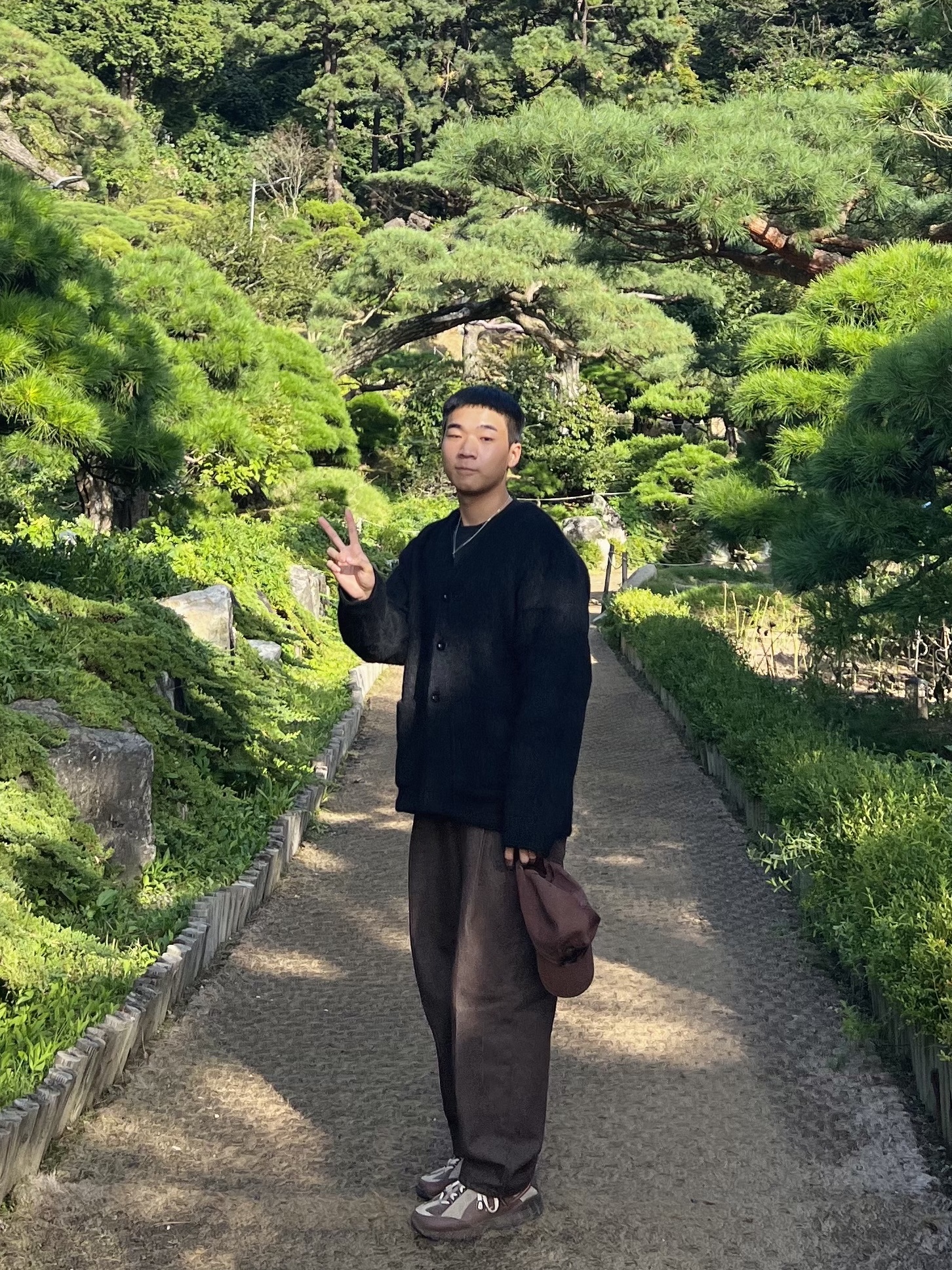 Nike x Jacquemus Air Humara LX Ale Brown and Gold, Our Legacy Cardigan Mohair Black 착용 스타일 - 3