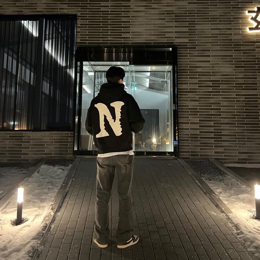 Netherworld Hoodie Black, Nike Dunk Low Retro Black 착용 스타일 - 2