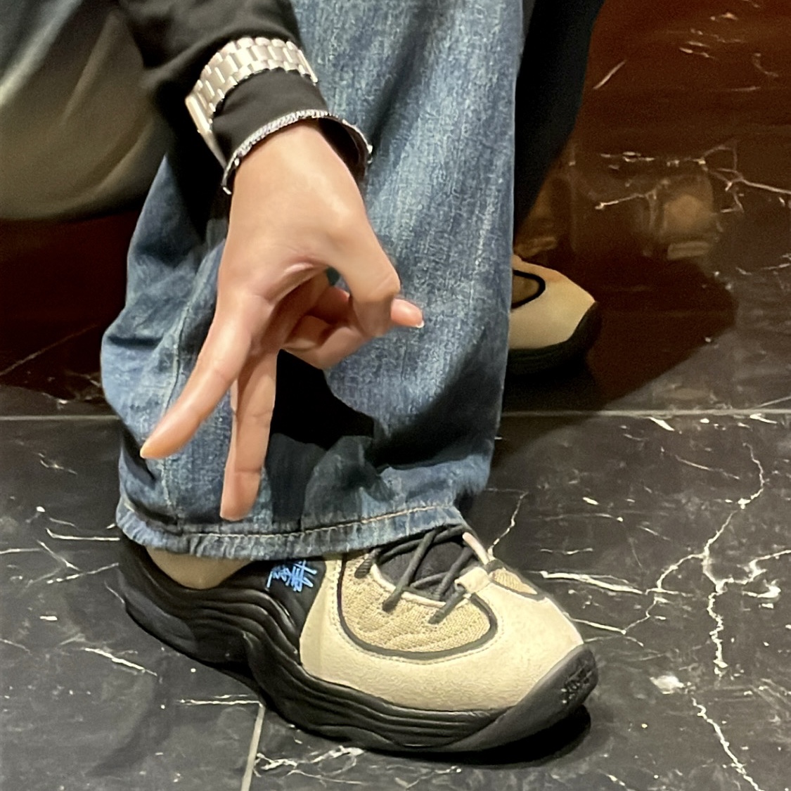 Nike x Stussy Air Penny II Rattan and Limestone 착용 스타일