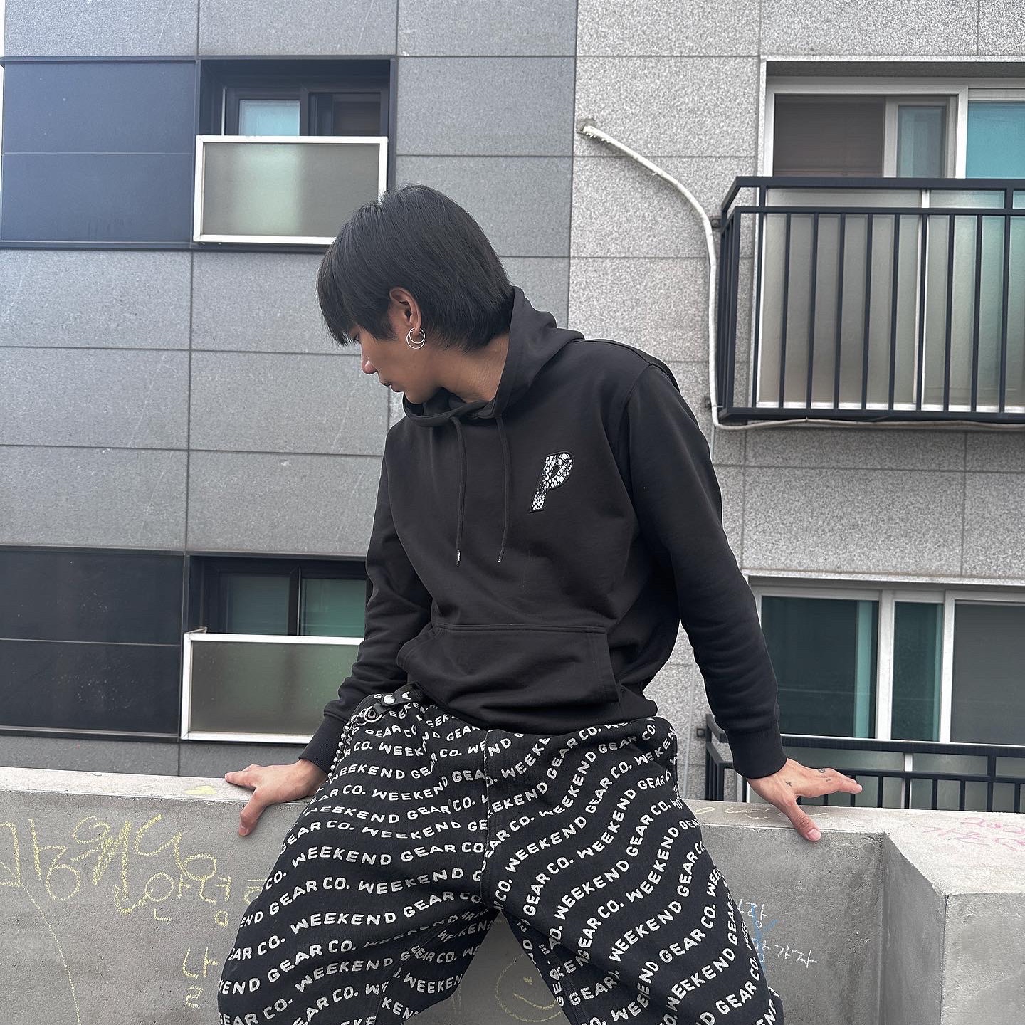 Nike x Supreme Air Force 1 Low Black, Palace P-3 Snake Applique Hood Black - 23SS 착용 스타일 - 2