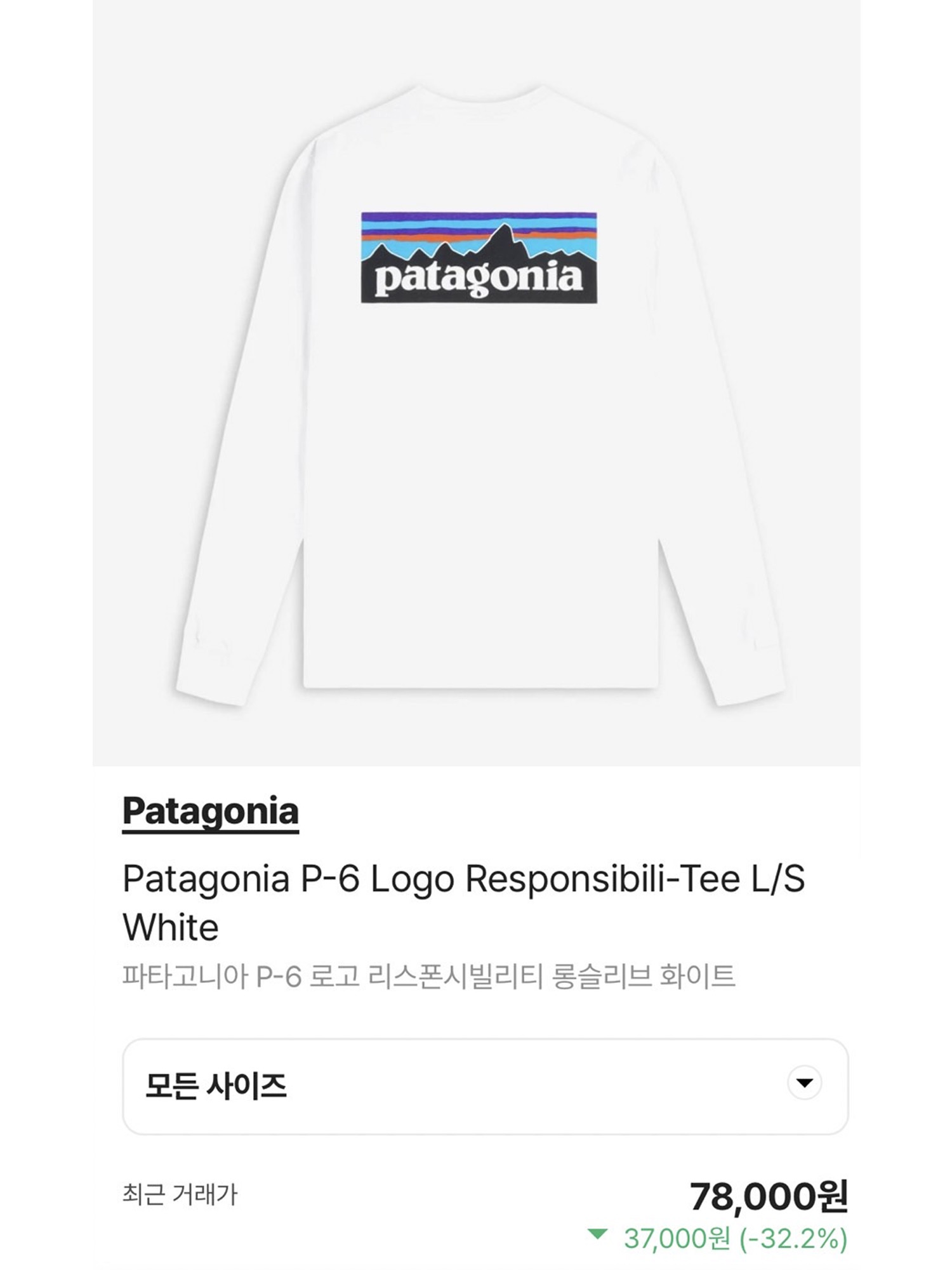 Patagonia P-6 Logo Responsibili-Tee L/S White, Patagonia P-6 Logo Responsibili-Tee L/S Crater Blue 착용 스타일 - 5