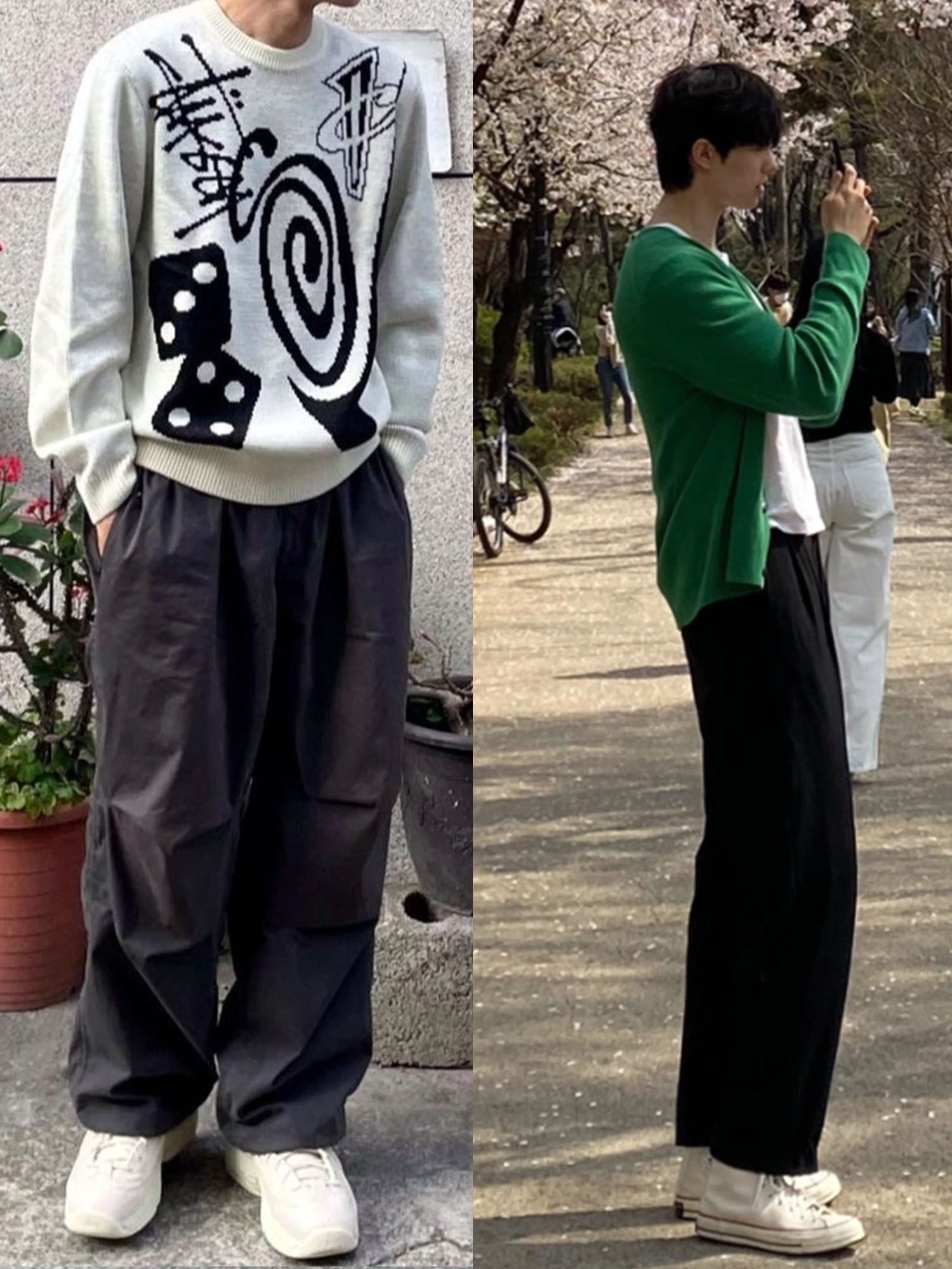Stussy World Tour T-Shirt White 2023, Y-3 Yohji Star Black 착용 스타일 - 2