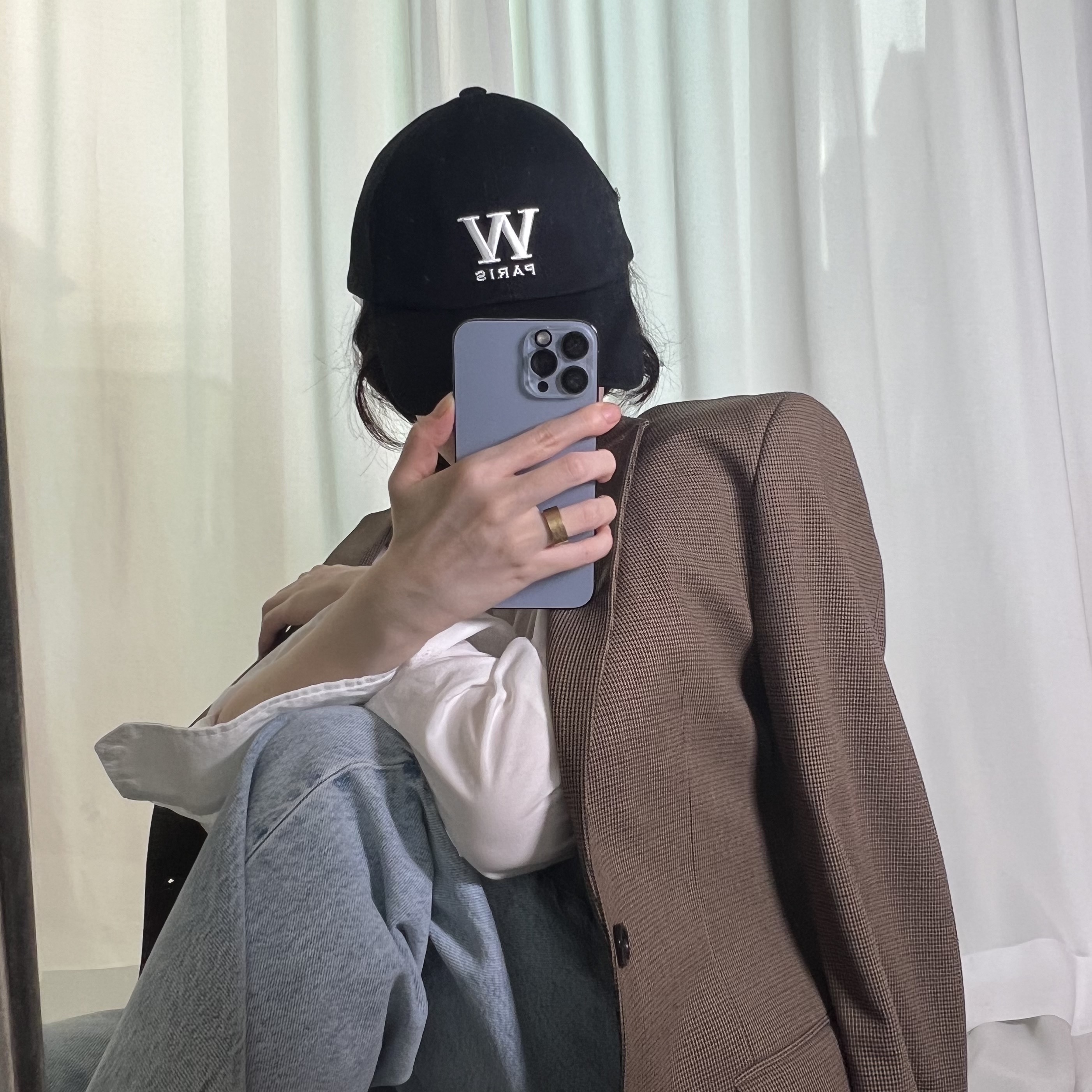 Wooyoungmi W Patch Ball Cap Black - 23SS 착용 스타일 - 1