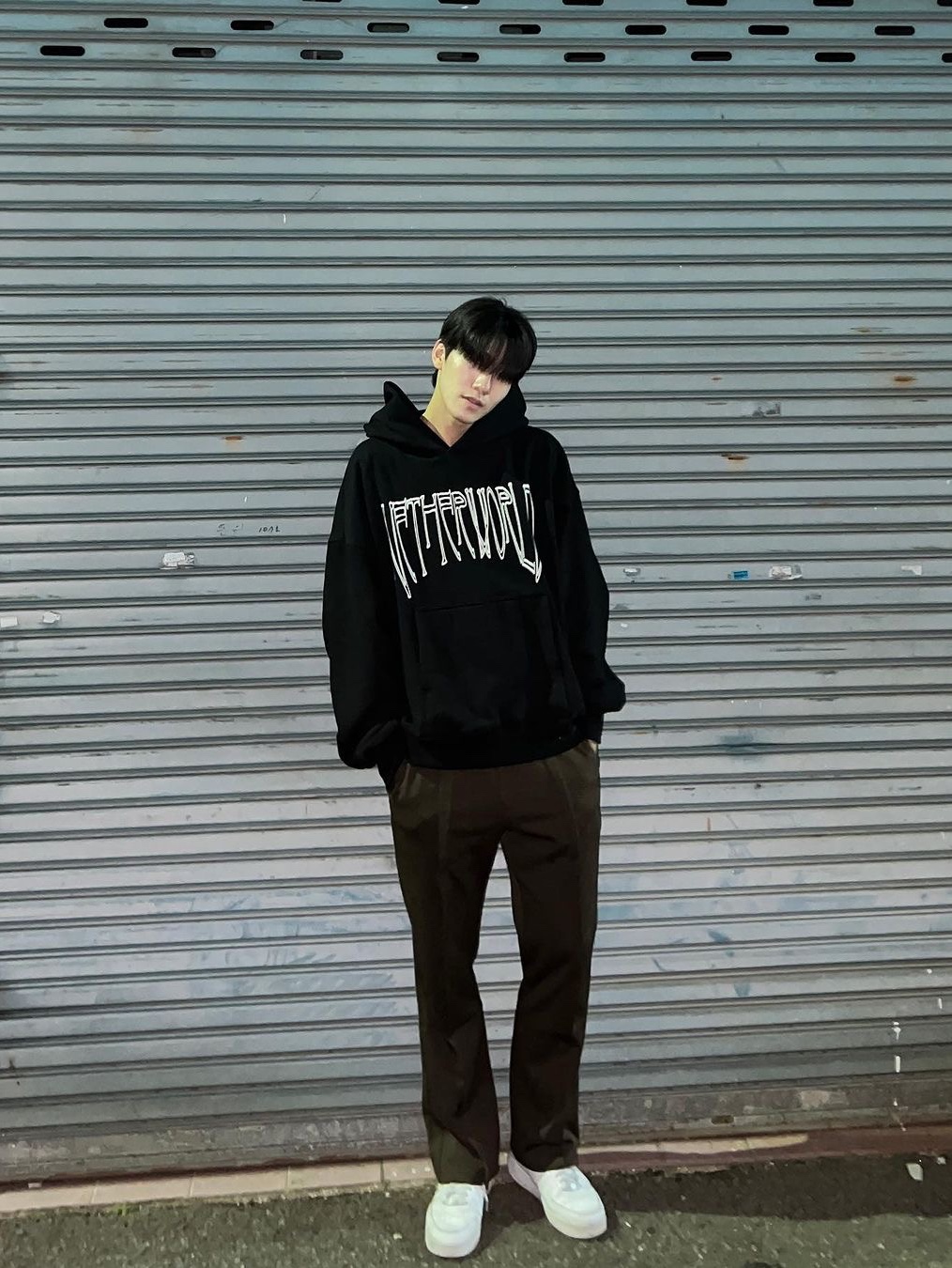 Netherworld Hoodie Black, Nike Air Force 1 '07 Low White 착용 스타일