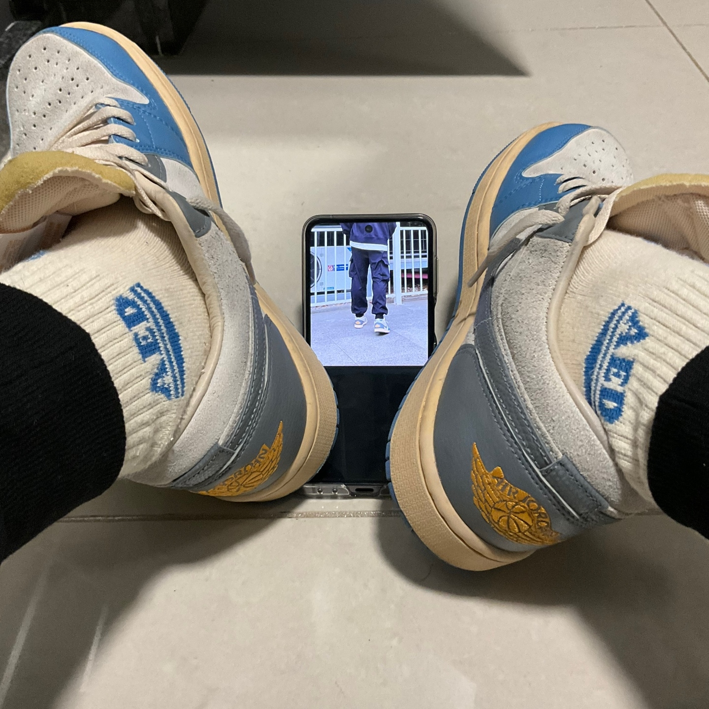Jordan 1 Low SE Tokyo 96, Supreme Pigment Canvas S Logo 6-Panel Navy - 23SS 착용 스타일 - 1
