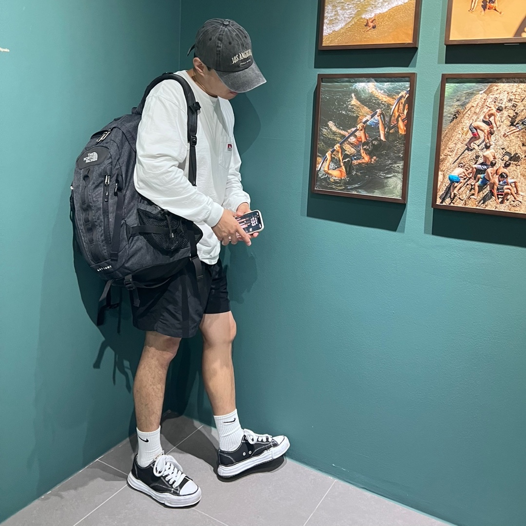 Maison Mihara Yasuhiro Peterson OG Sole Canvas Low Sneakers Black, Nike NRG ACG Trail Shorts Black Dark Smoke Grey - Asia 착용 스타일