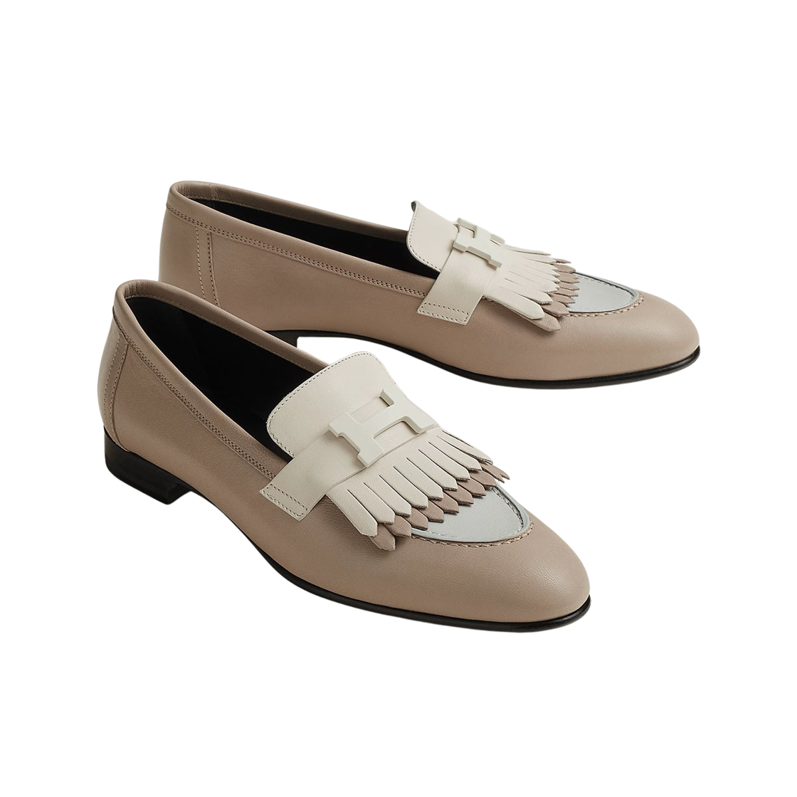 (W) 에르메스 로얄 로퍼 고트스킨 & 멀티꼴로르 베쥬 매스틱((W) Hermes Royal Loafer Goatskin & Multicolore Beige Mastic) - 2
