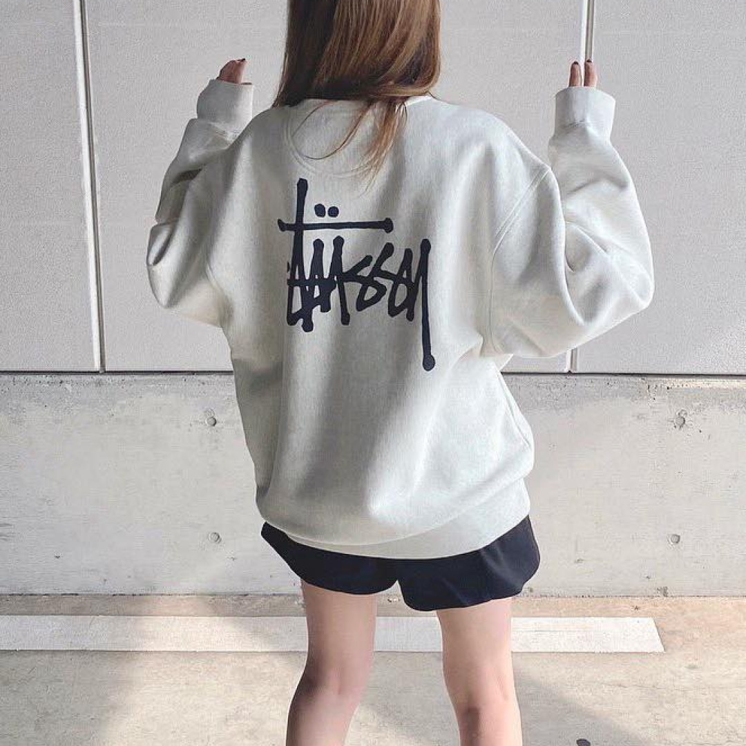Stussy Basic Stussy Pigment Dyed Crew Forest, Stussy Basic Stussy Crew Ash Heather 2023 착용 스타일 - 3