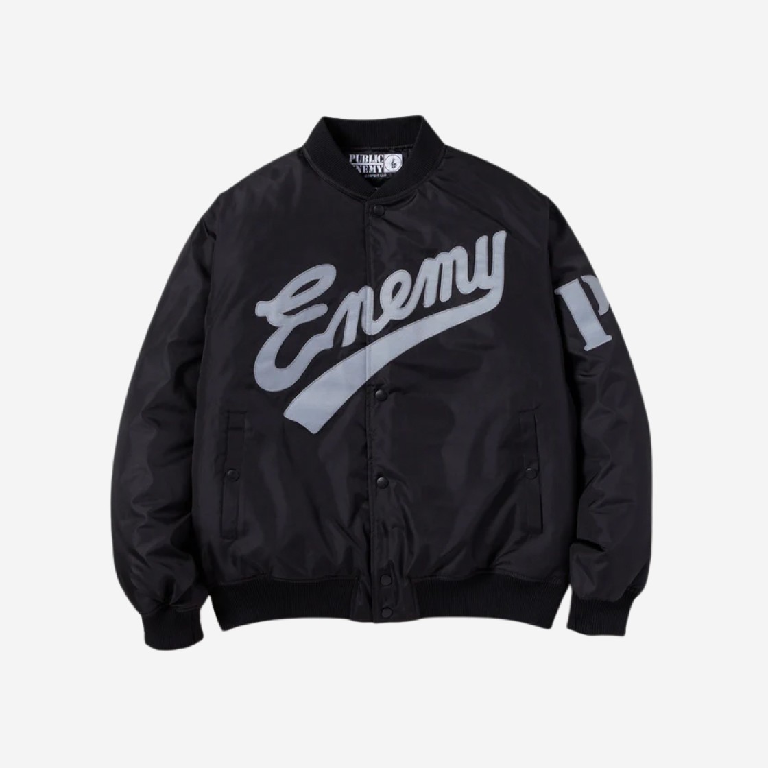 Neighborhood x Public Enemy Majestic Baseball Jacket Black 상세 이미지 1