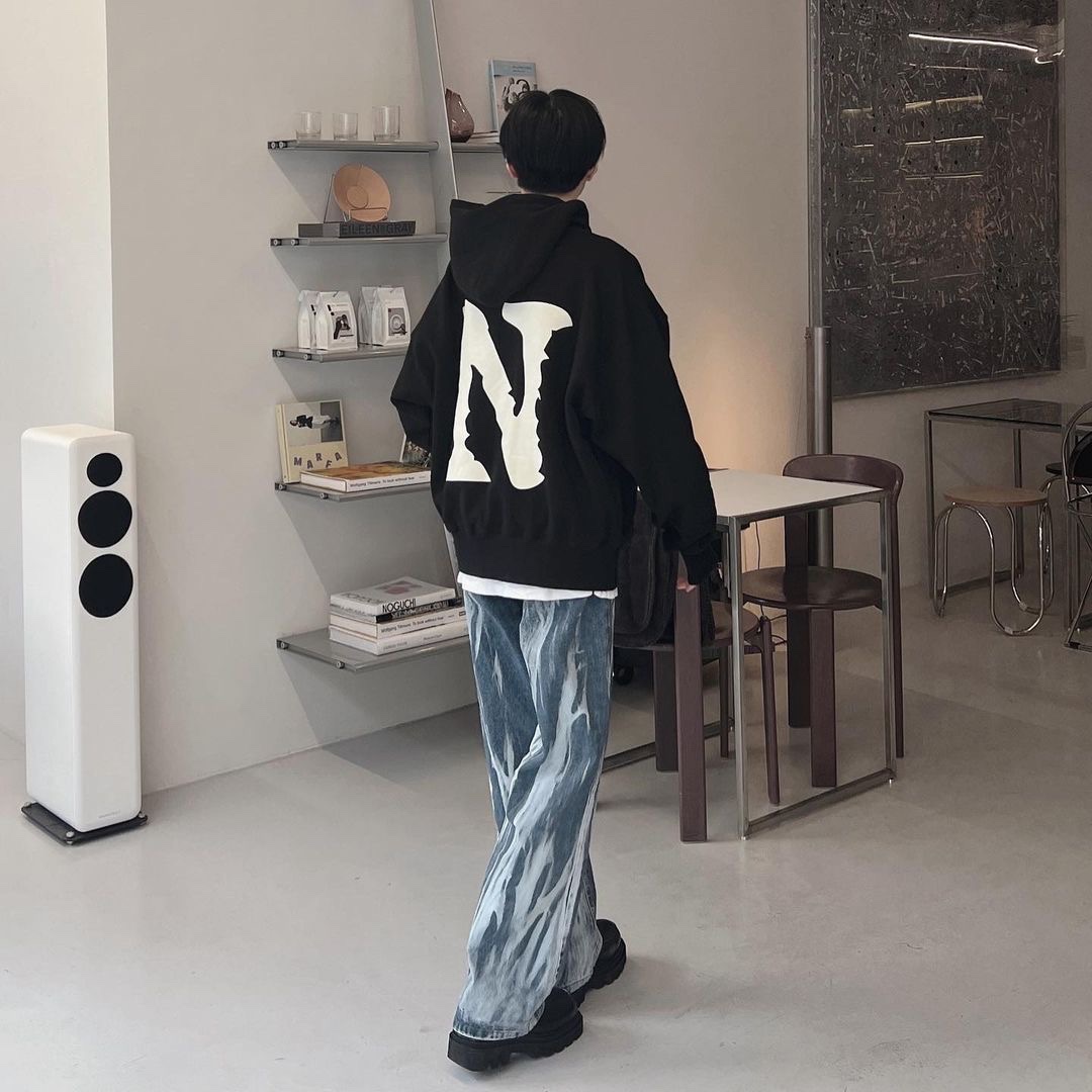 Netherworld Hoodie Black, Netherworld Washed Hoodie Grey 착용 스타일 - 2