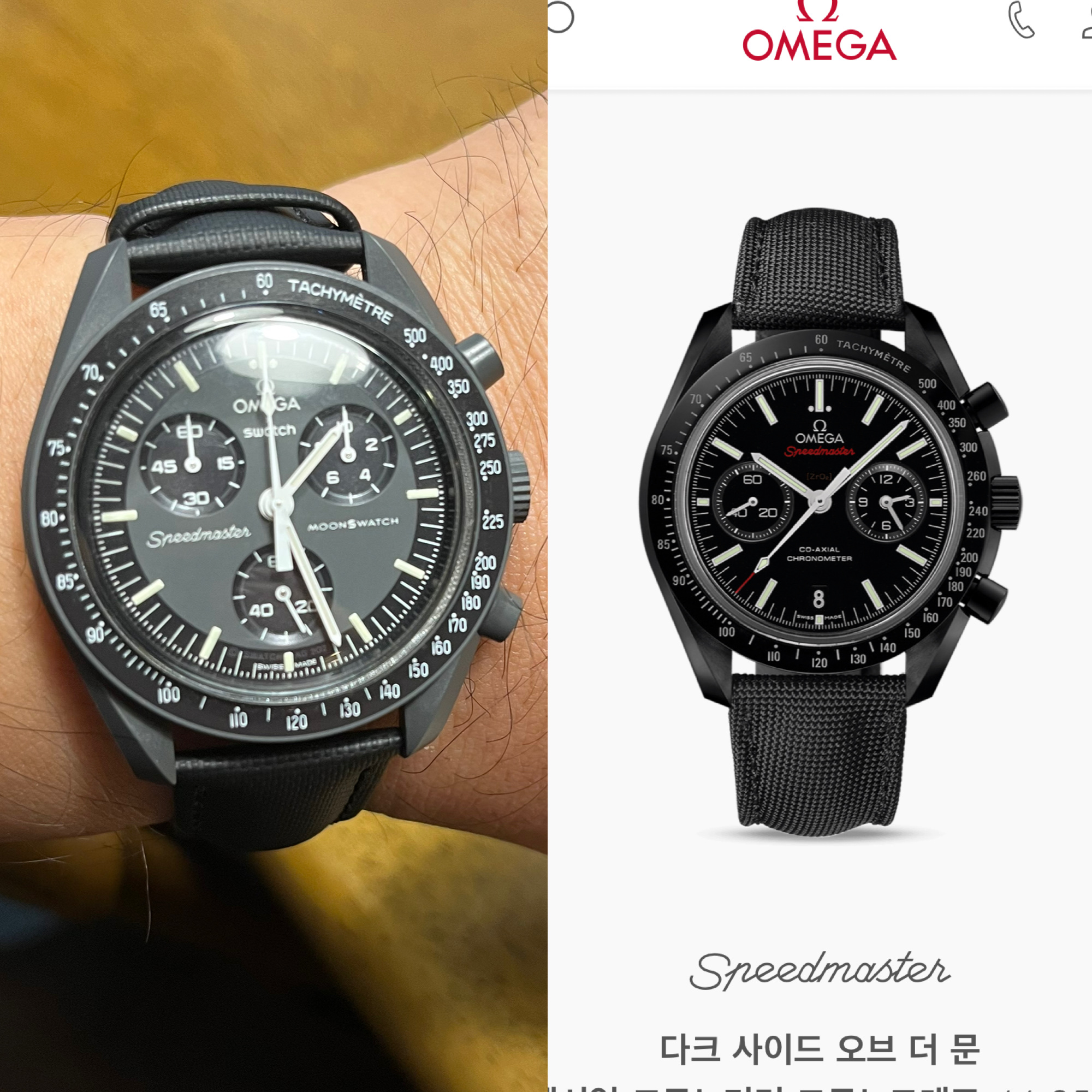 Swatch x Omega Bioceramic MoonSwatch Mission To Mercury 착용 스타일