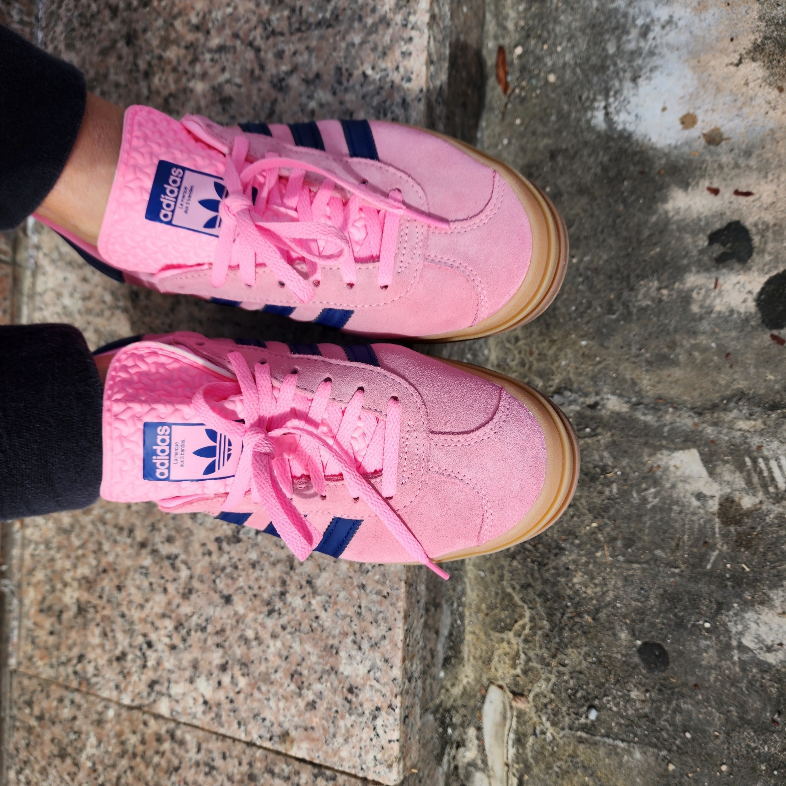 (W) Adidas Gazelle Bold Pink Glow Victory Blue 착용 스타일 - 2