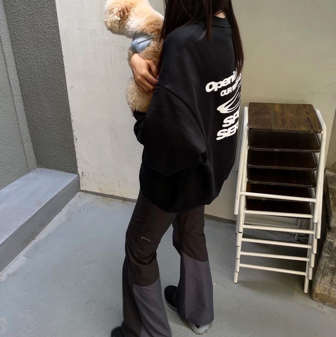Opening Project Sport Service Sweatshirt Black, Art of Field Boots Cut Pants Dark Gray 착용 스타일 - 1