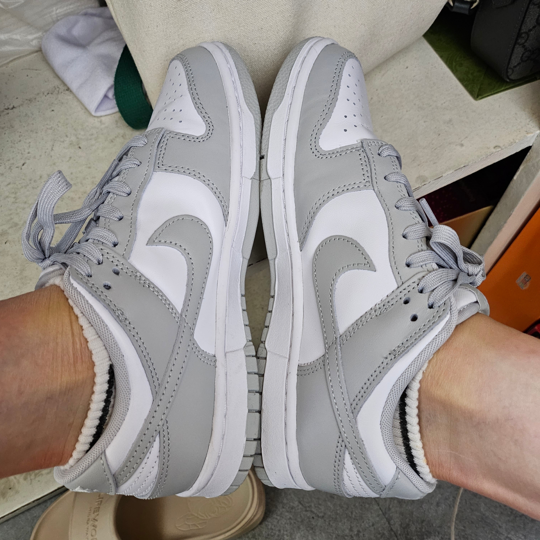 Nike Dunk Low Retro Grey Fog 착용 스타일 - 2