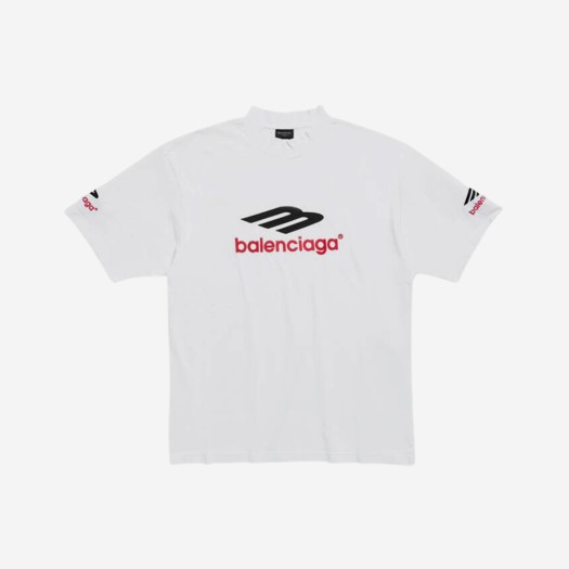 발렌시아가 3B 스포츠 아이콘 티셔츠 미디움 핏 화이트 블랙
