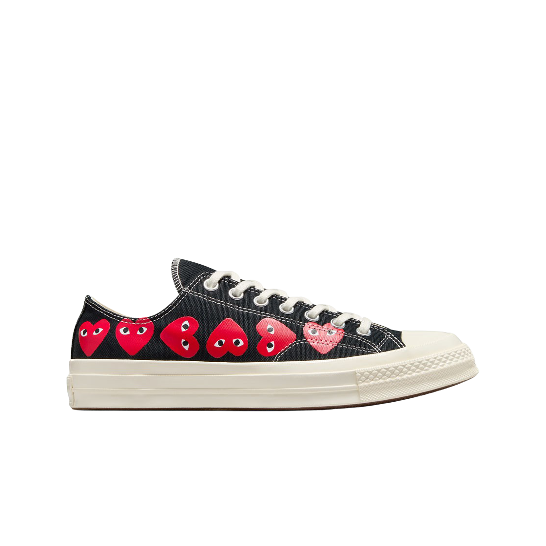 컨버스 x 플레이 꼼데가르송 척 70 로우 멀티 하트 블랙(Converse x Play Comme des Garcons Chuck 70 Ox Multi Heart Black)