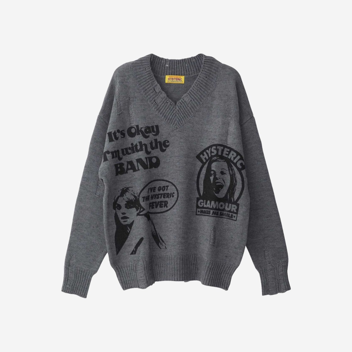 (W) Hysteric Glamour Hysteric Fever Crash Oversized Sweater Top Gray 상세 이미지 1