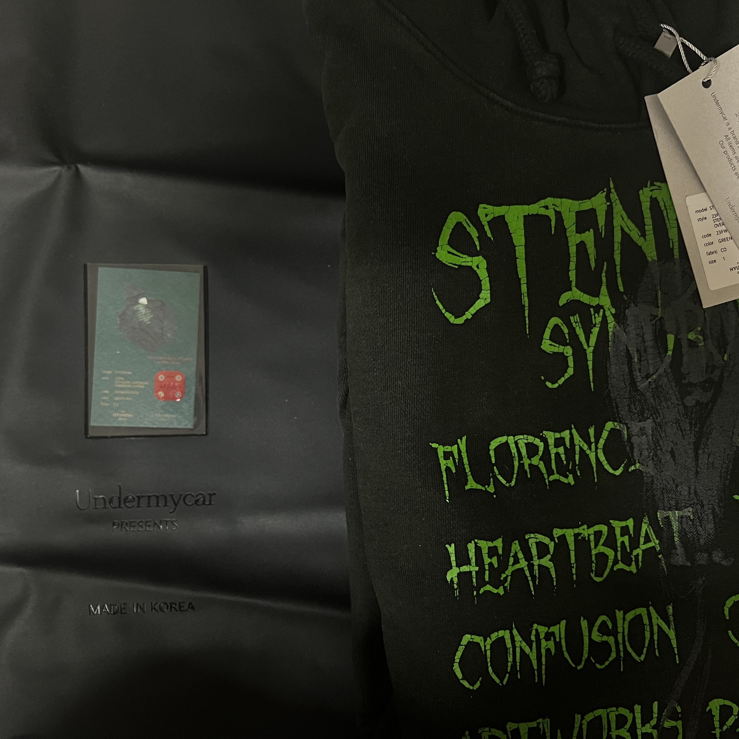 Undermycar Stendhal Syndrome Oversized Hoodie Green Ash - 23FW (The Hyundai Seoul Exclusive) 착용 스타일