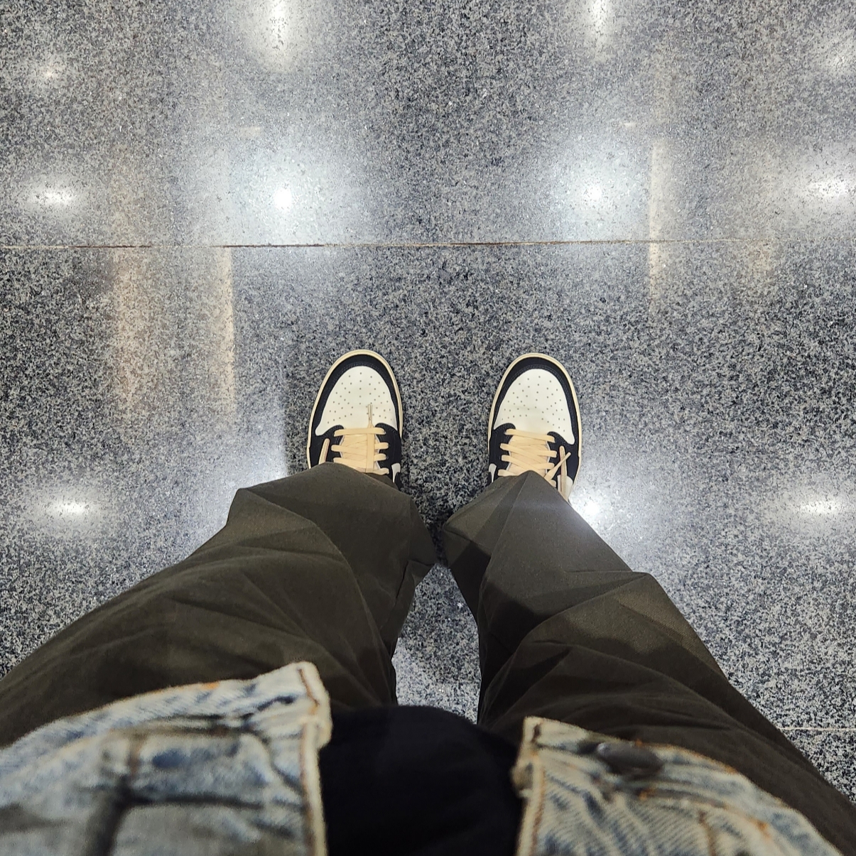 Jordan 1 x Travis Scott x Fragment Retro Low OG SP Military Blue 착용 스타일