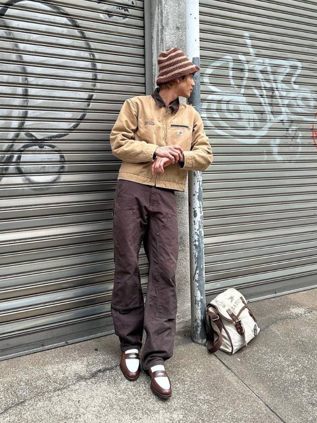 Palace x Carhartt WIP Michigan Coat Hamilton Brown Tobacco - 23FW, Carhartt WIP OG Chore Chromo Coat Black Chromo 착용 스타일 - 2