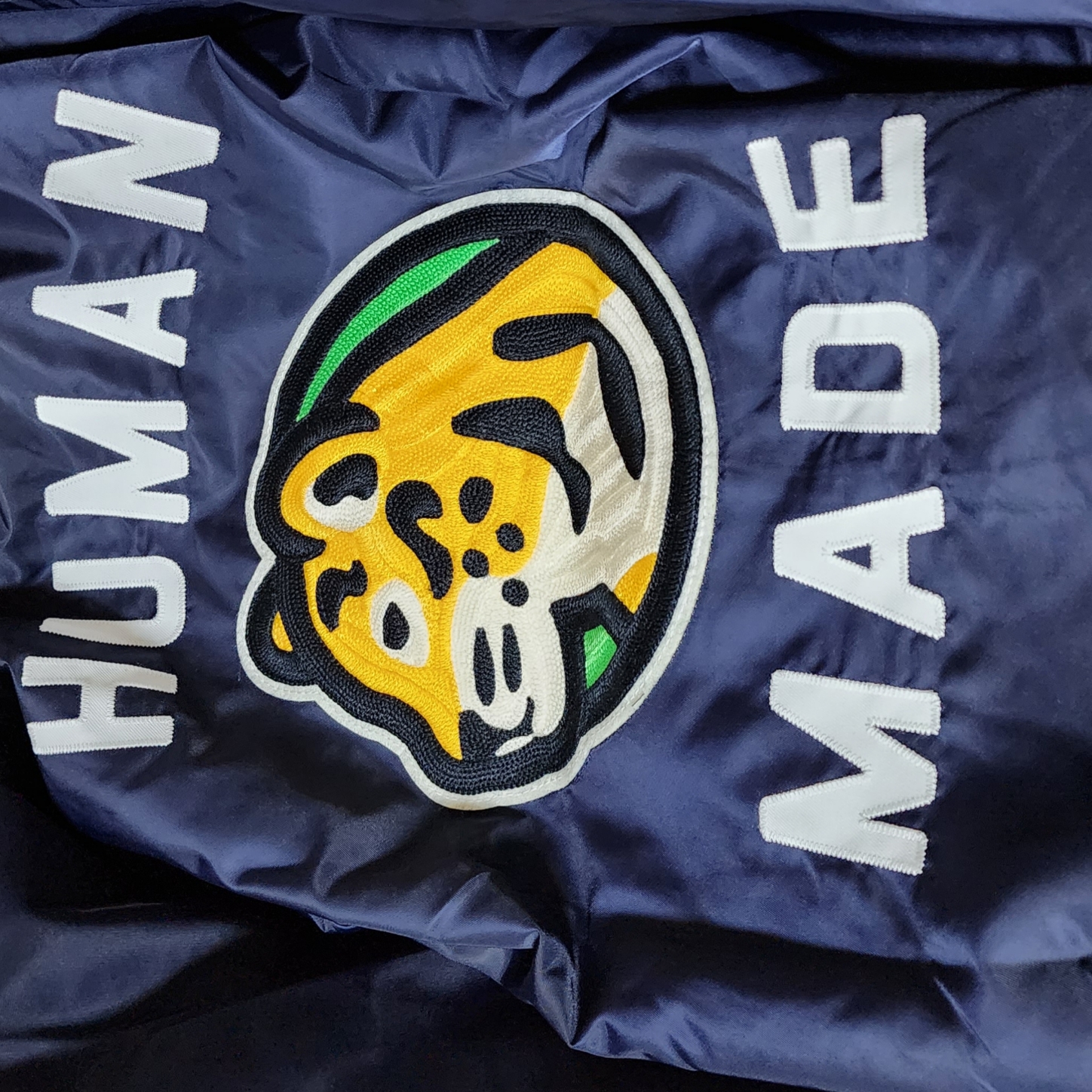 Human Made Nylon Stadium Jacket Navy 착용 스타일