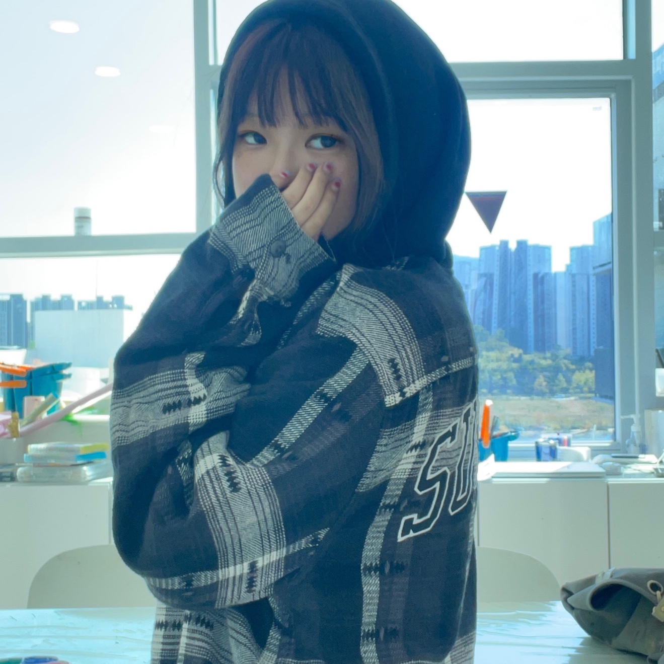Supreme Hooded Jacquard Flannel Shirt Black - 18FW 착용 스타일
