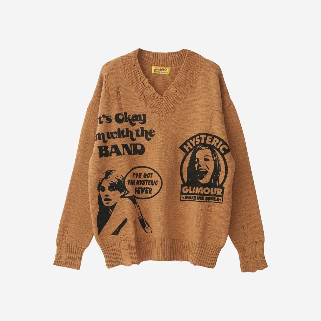 (W) Hysteric Glamour Hysteric Fever Crash Oversized Sweater Beige 상세 이미지 1