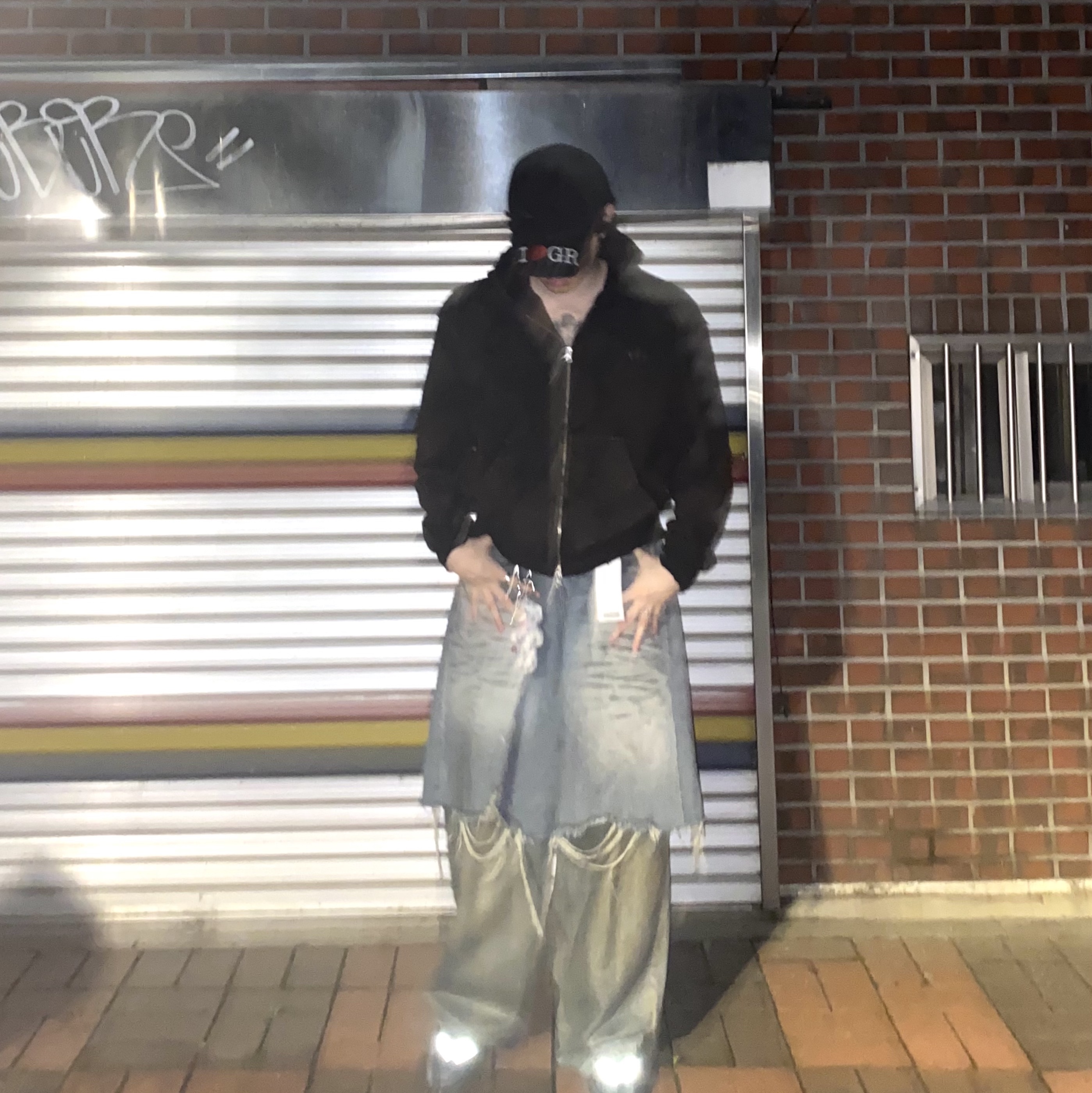Project G/R I Love GR Cap Black - Haus of GR Exclusive, Project G/R Reworked Bermuda Shorts Blue 착용 스타일 - 2