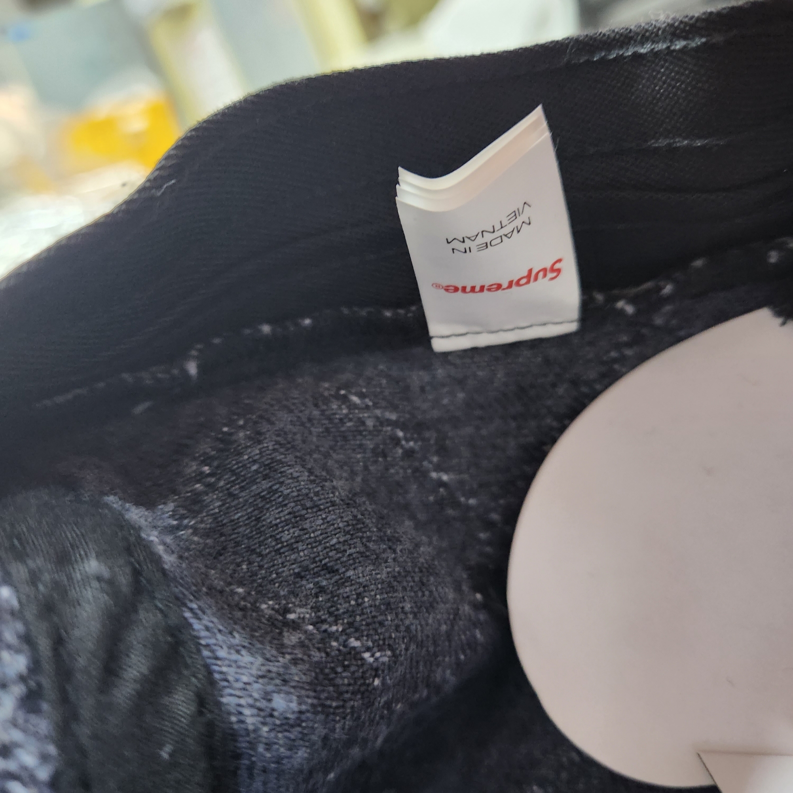 Supreme Punched Denim Camp Cap Black - 23FW 착용 스타일 - 3