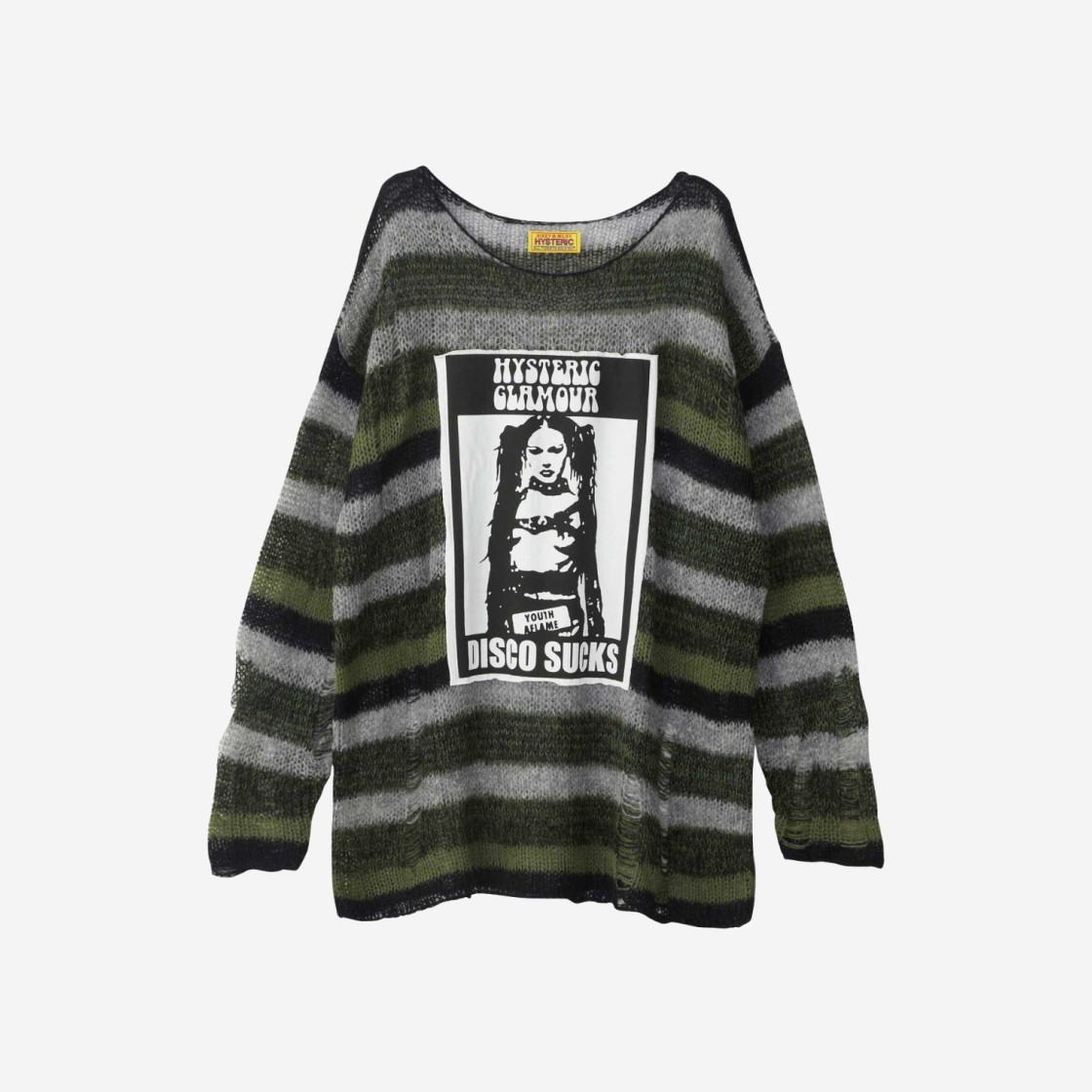 (W) Hysteric Glamour Disco Sucks Crash Oversized Sweater Green 상세 이미지 1