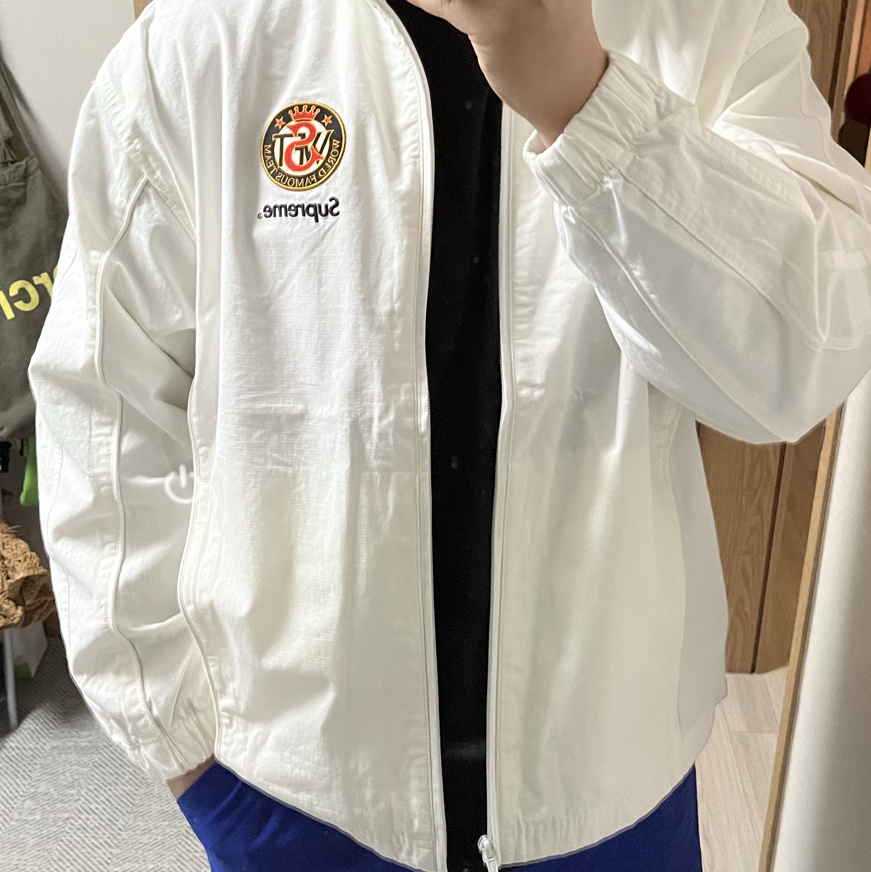 Supreme x Umbro Cotton Ripstop Track Jacket White - 23FW 착용 스타일 - 3