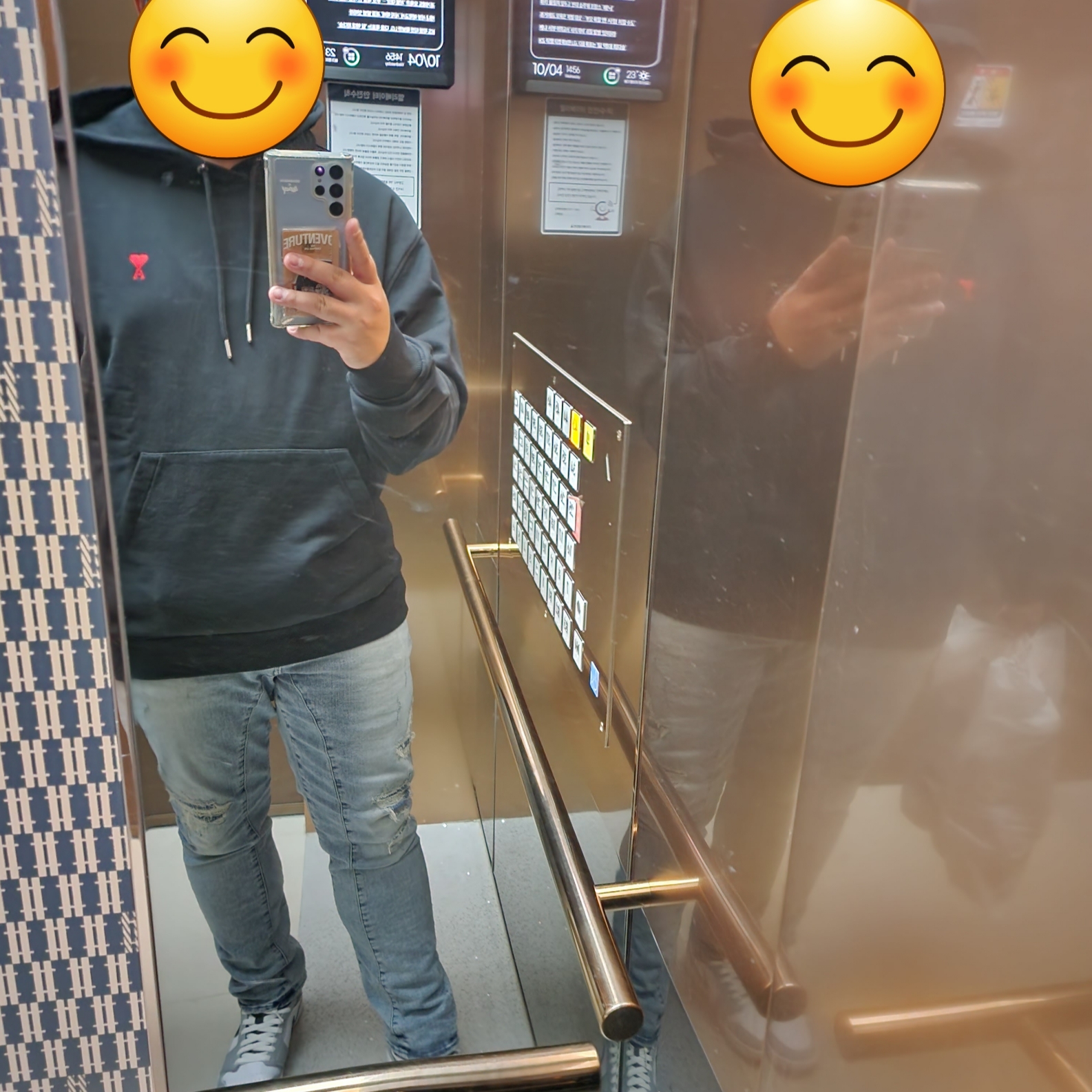 AMI de Coeur Hoodie Black - 22SS, Jordan 1 Mid Light Smoke Grey Anthracite 착용 스타일