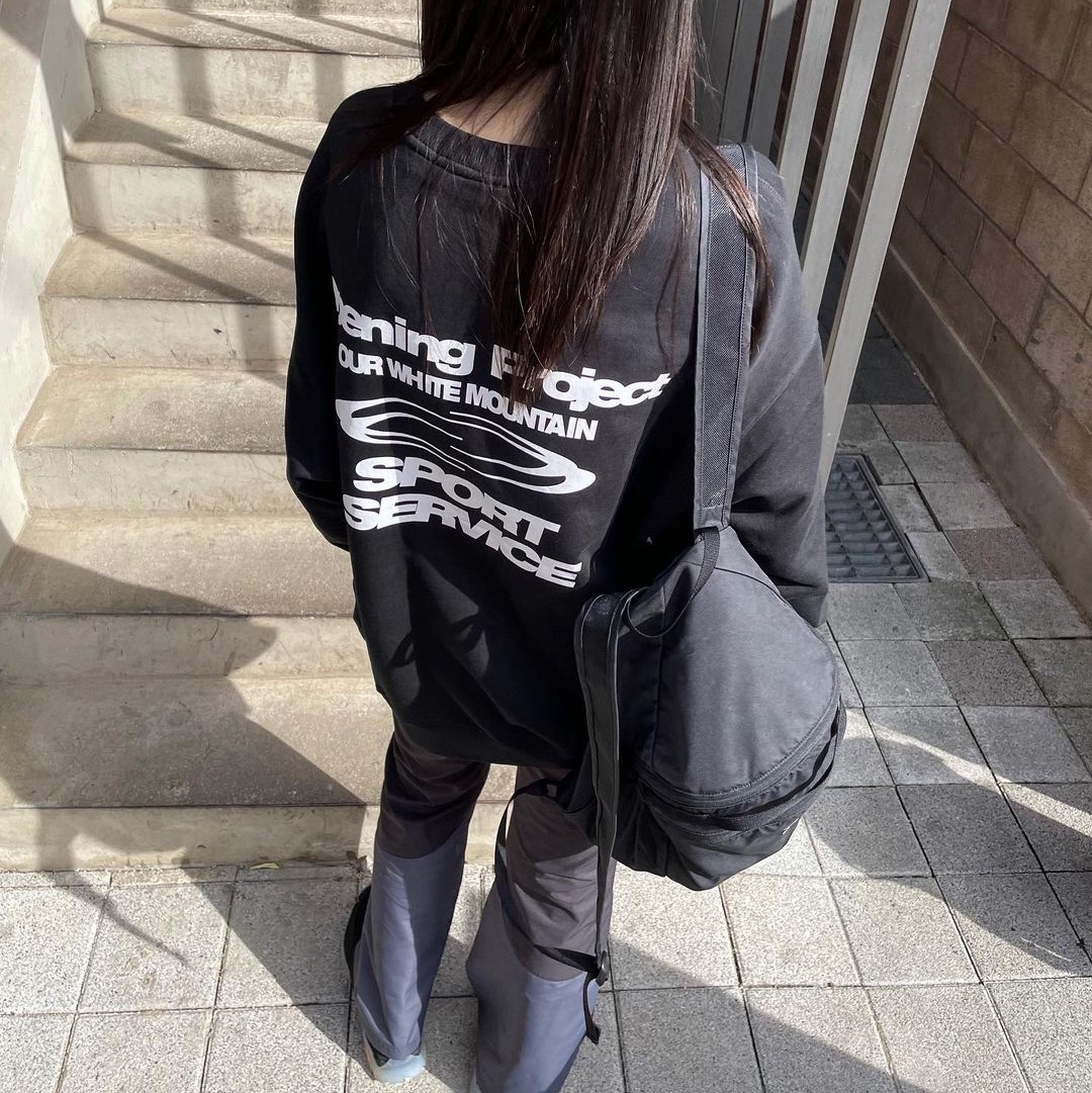 Opening Project Sport Service Sweatshirt Black, Art of Field Boots Cut Pants Dark Gray 착용 스타일 - 3